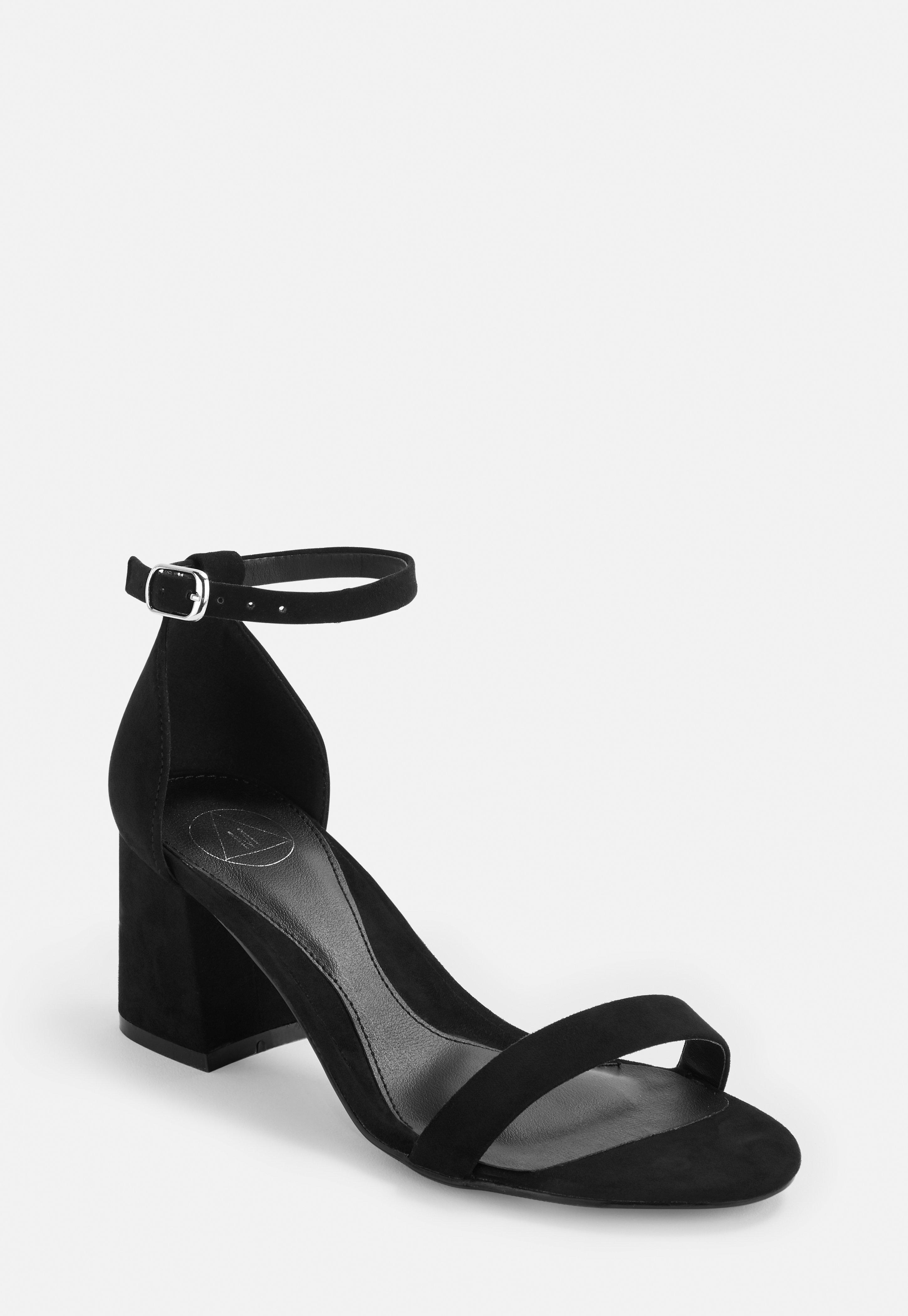 black barely there sandals mid heel