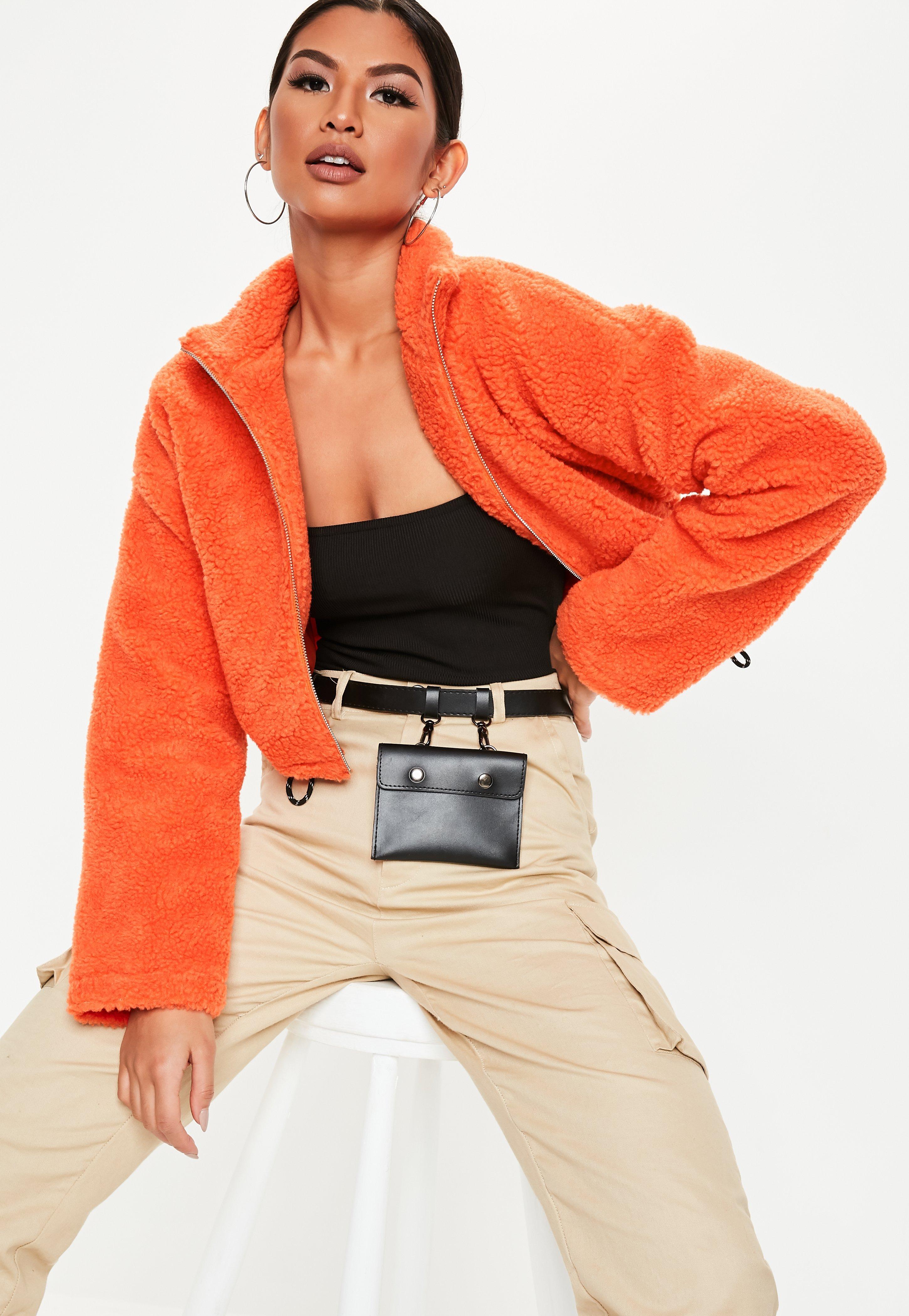 bright orange bomber jacket