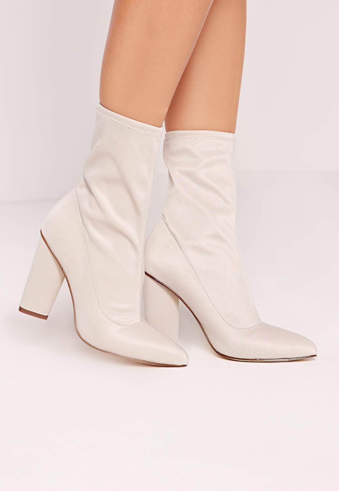 Cream pointed ankle boots Clearance