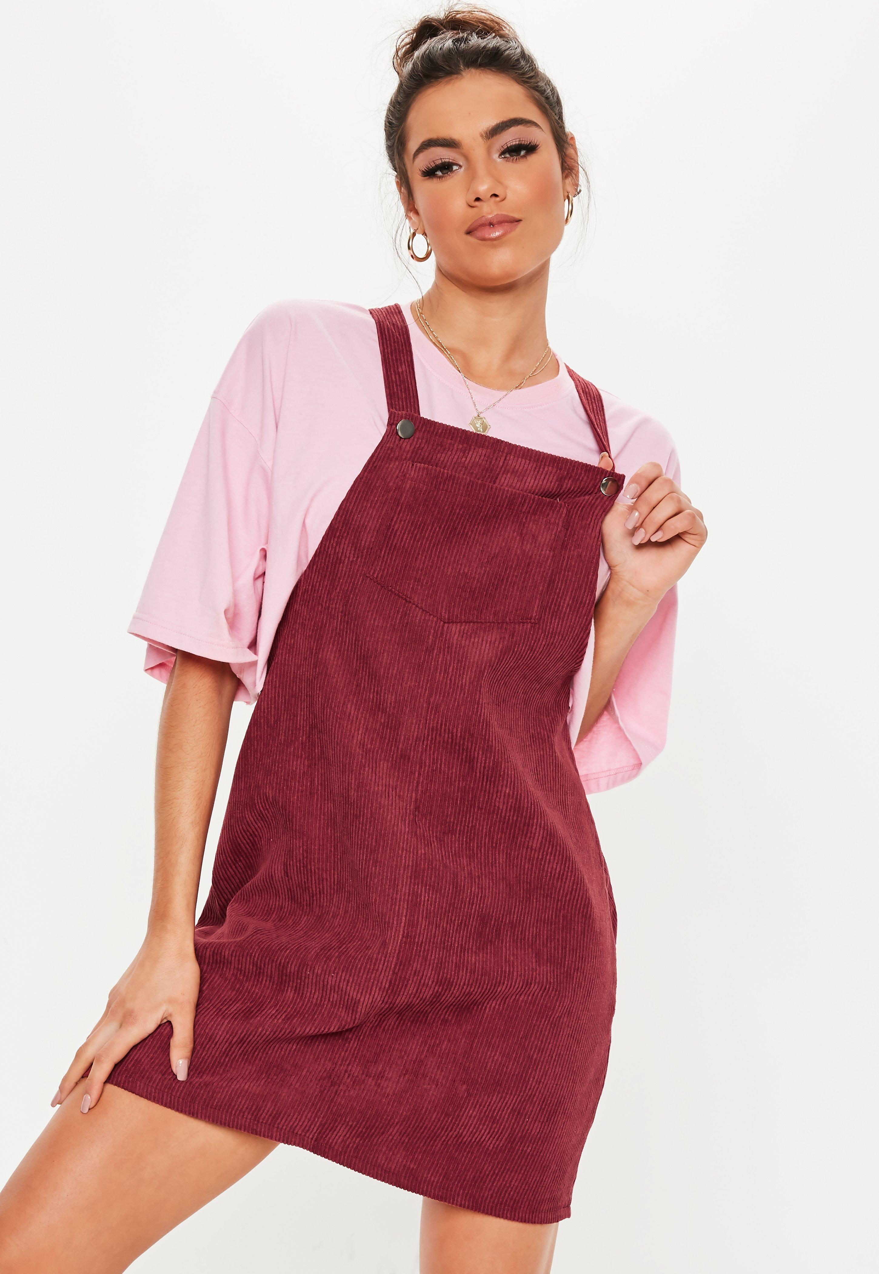 burgundy cord pinafore