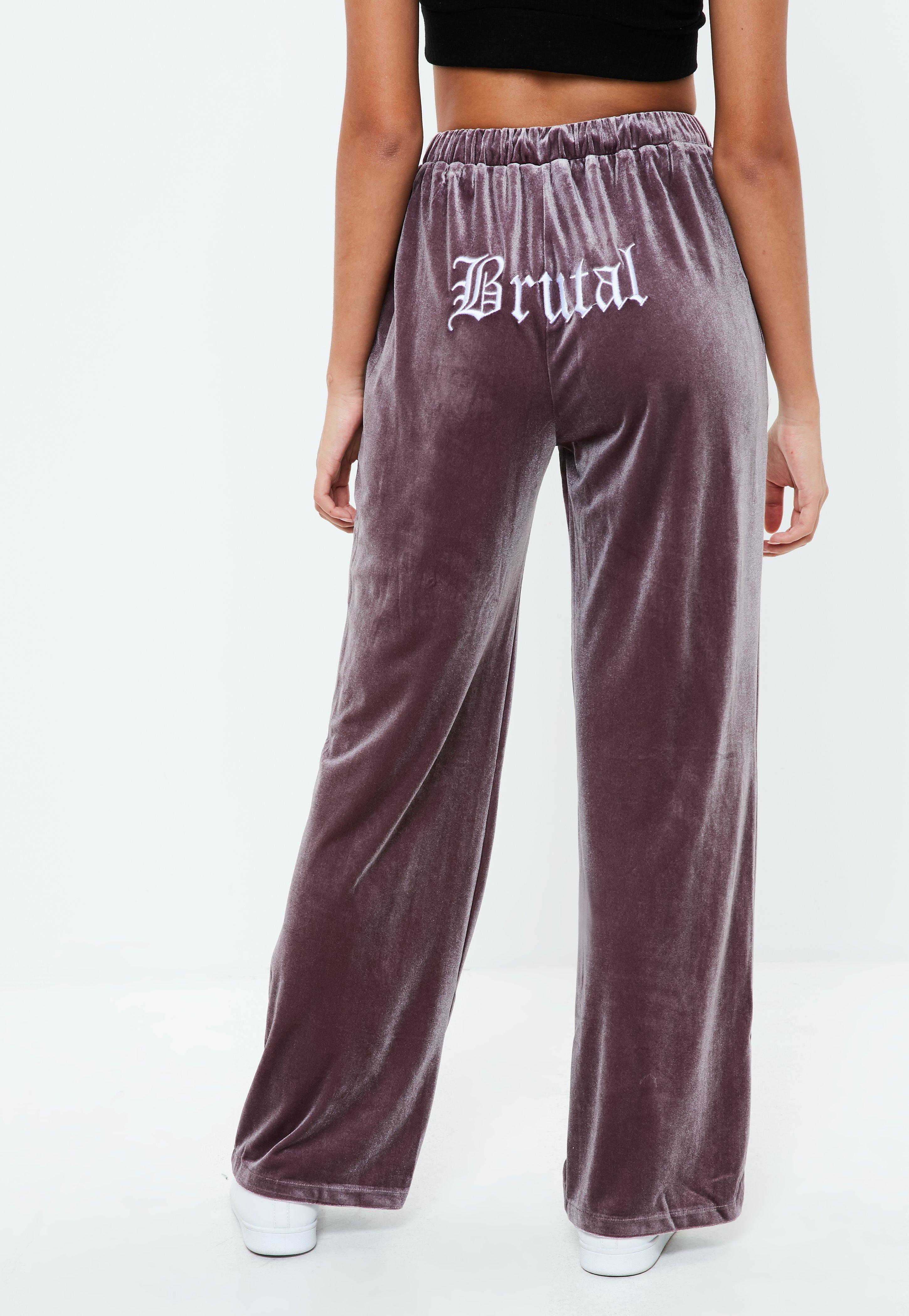 purple velvet joggers