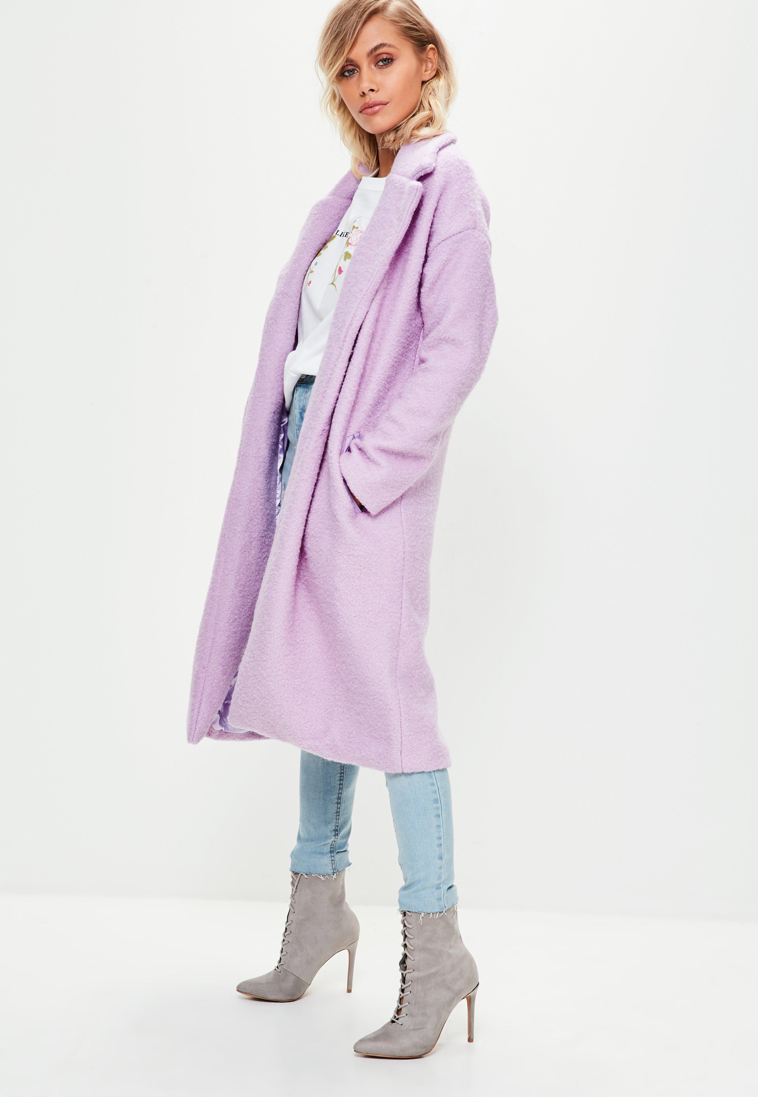 Lyst - Missguided Lilac Long Wool Coat in Purple
