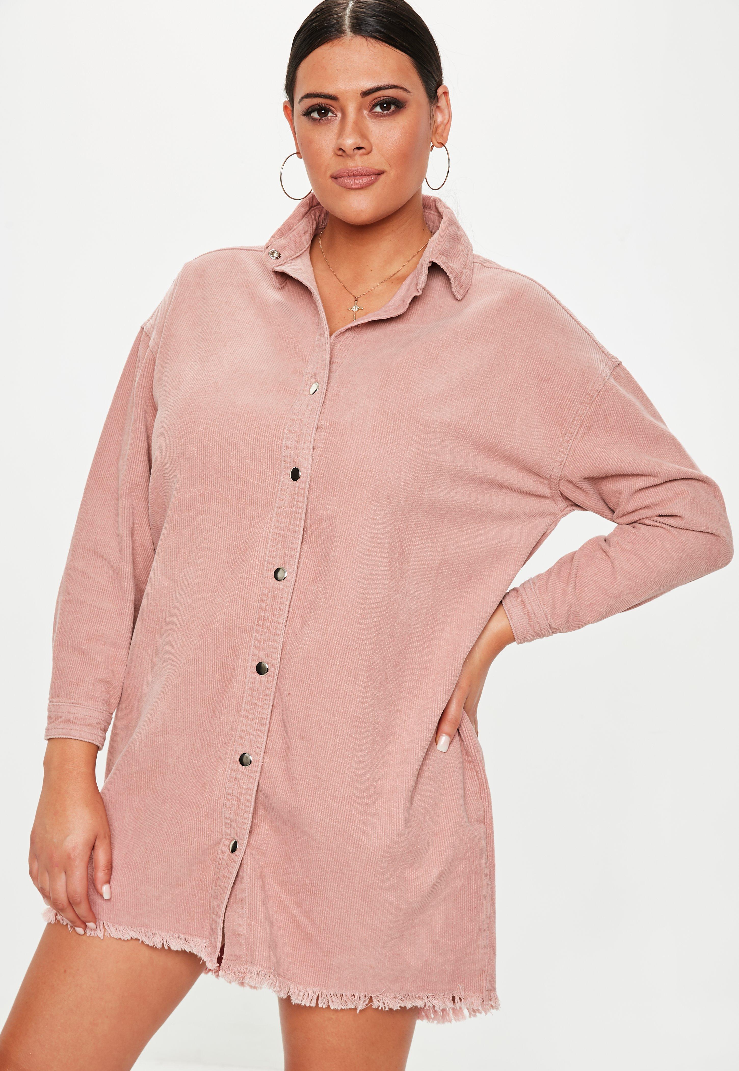 pink cord shirt dress