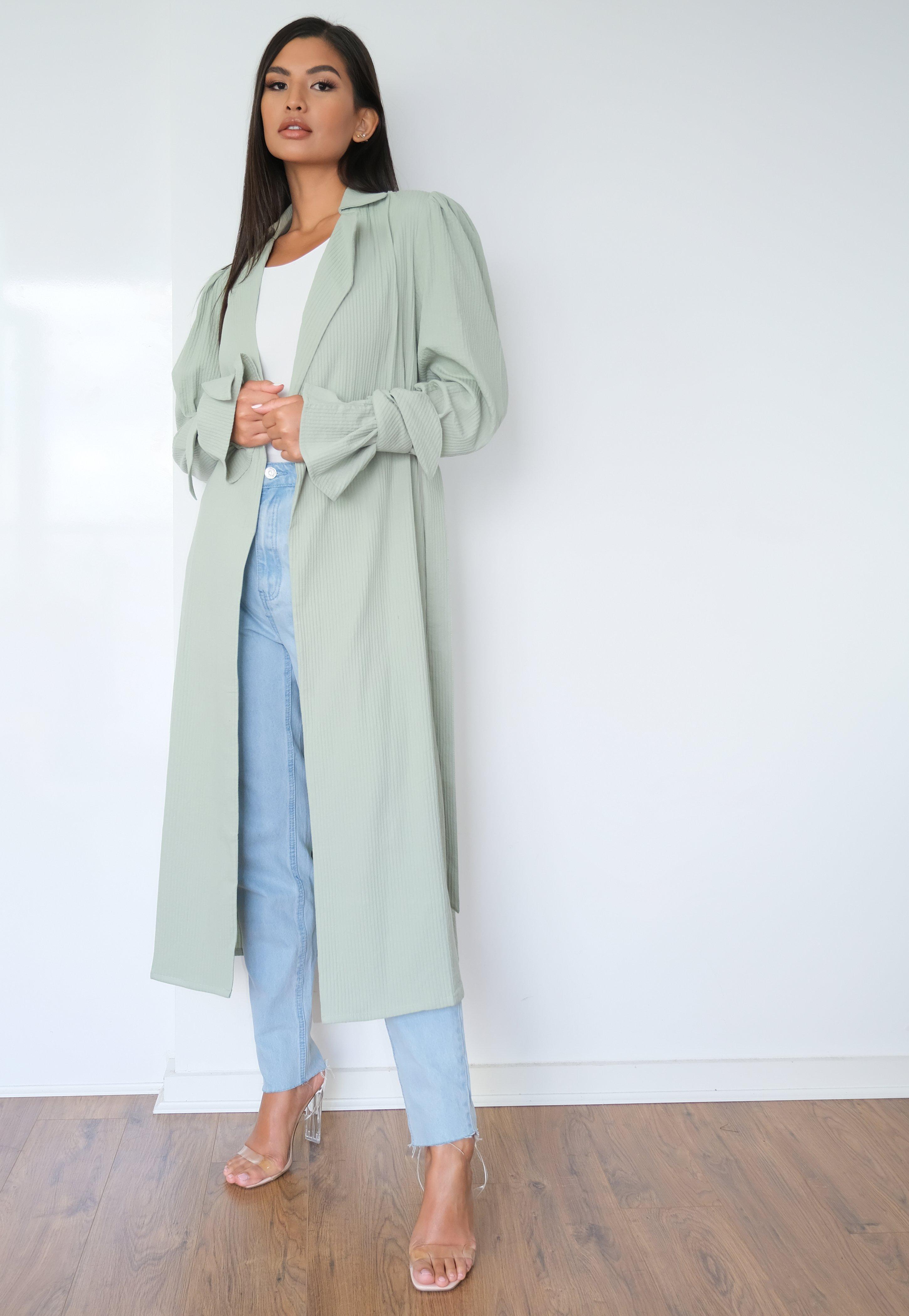 mint trench coat