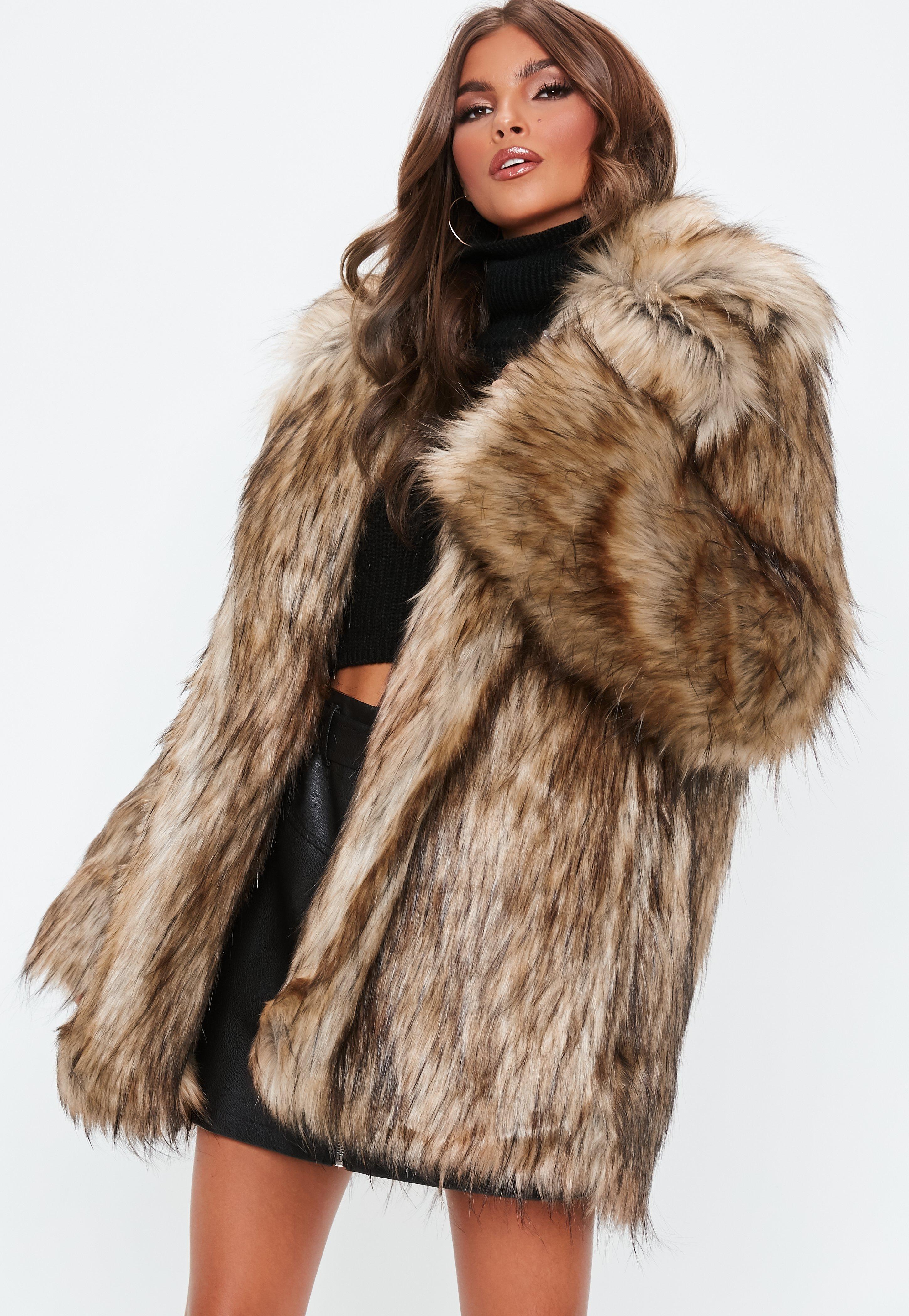 collared faux fur coat