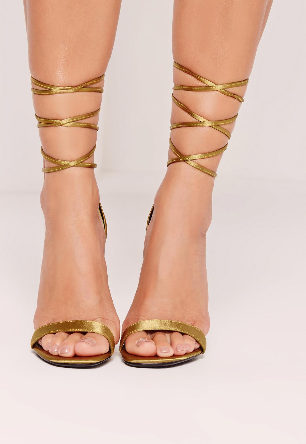 satin barely there sandals