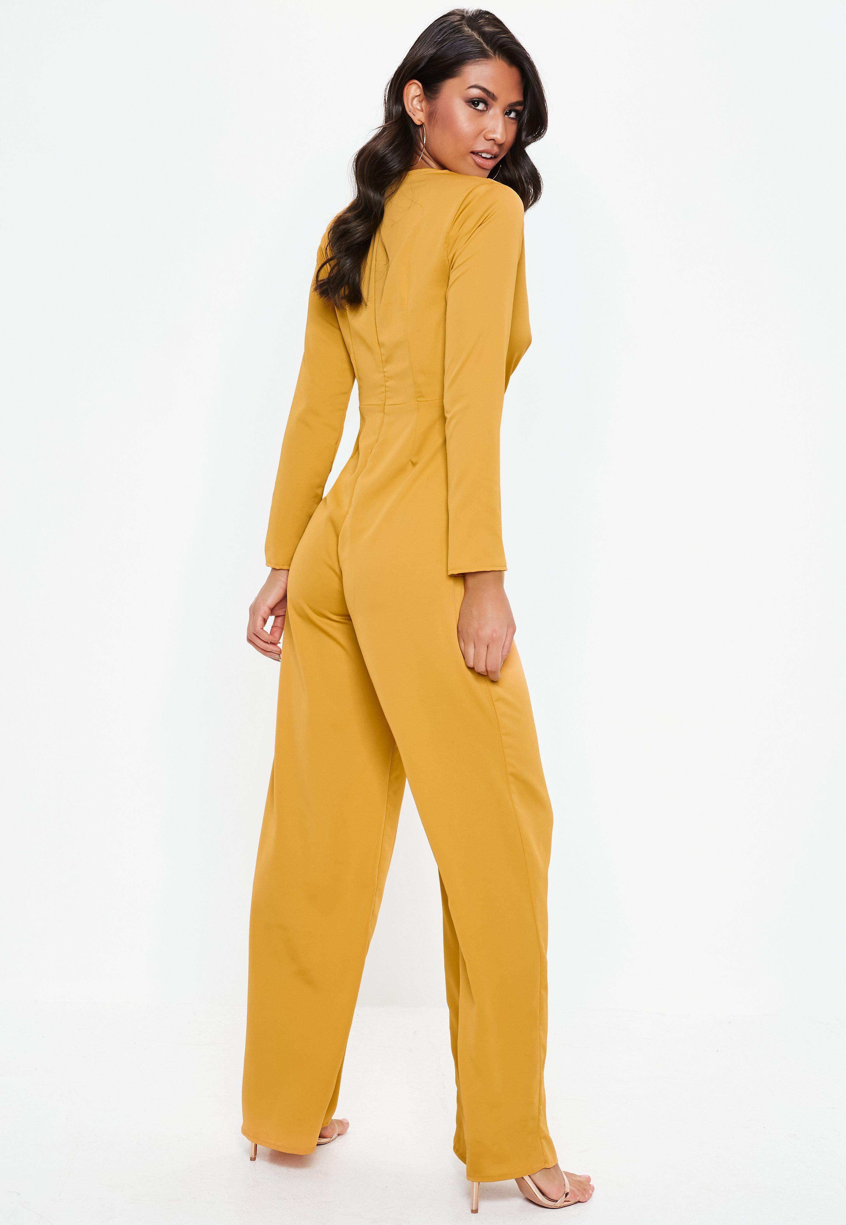 mustard satin jumpsuit