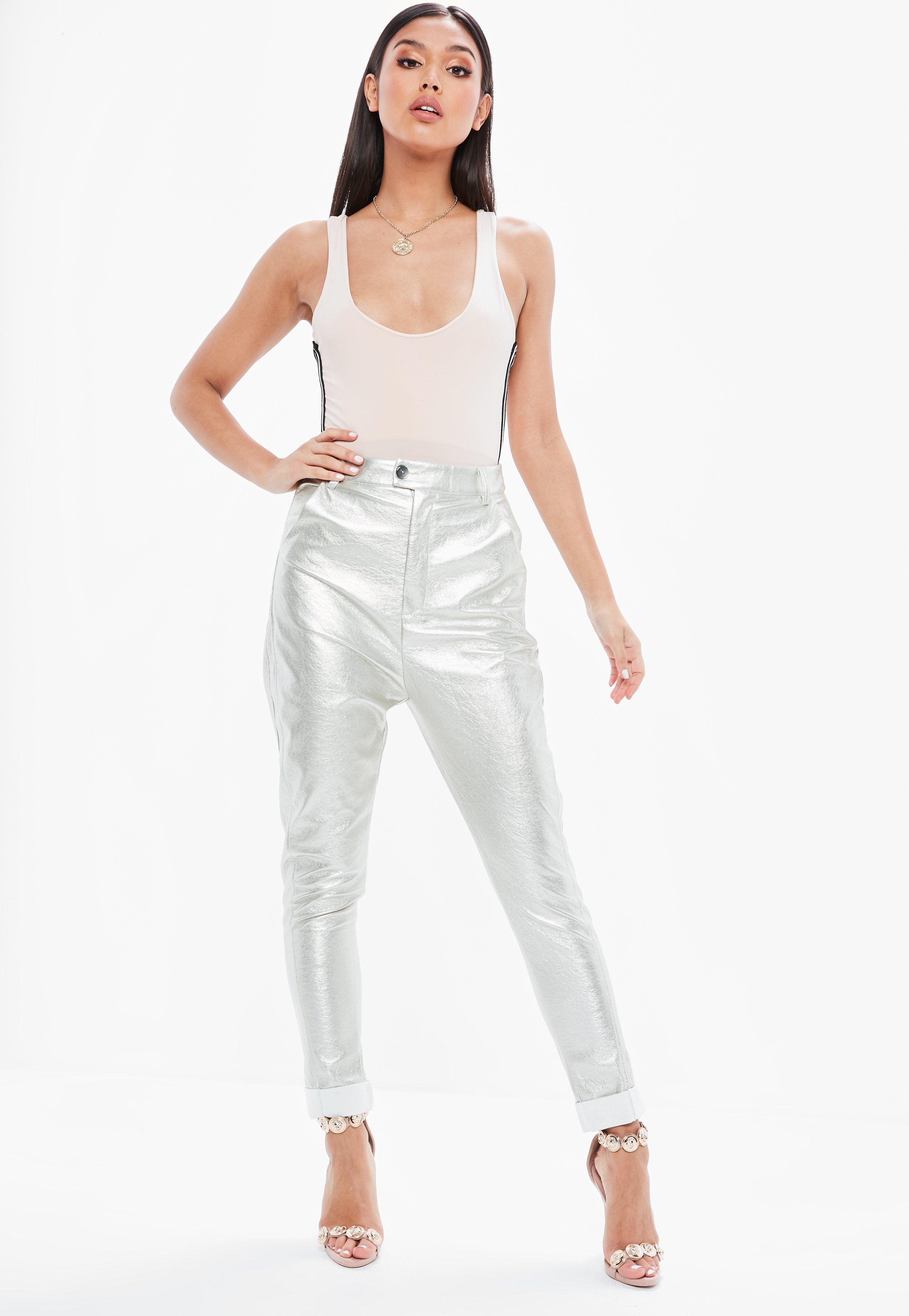 silver cigarette pants