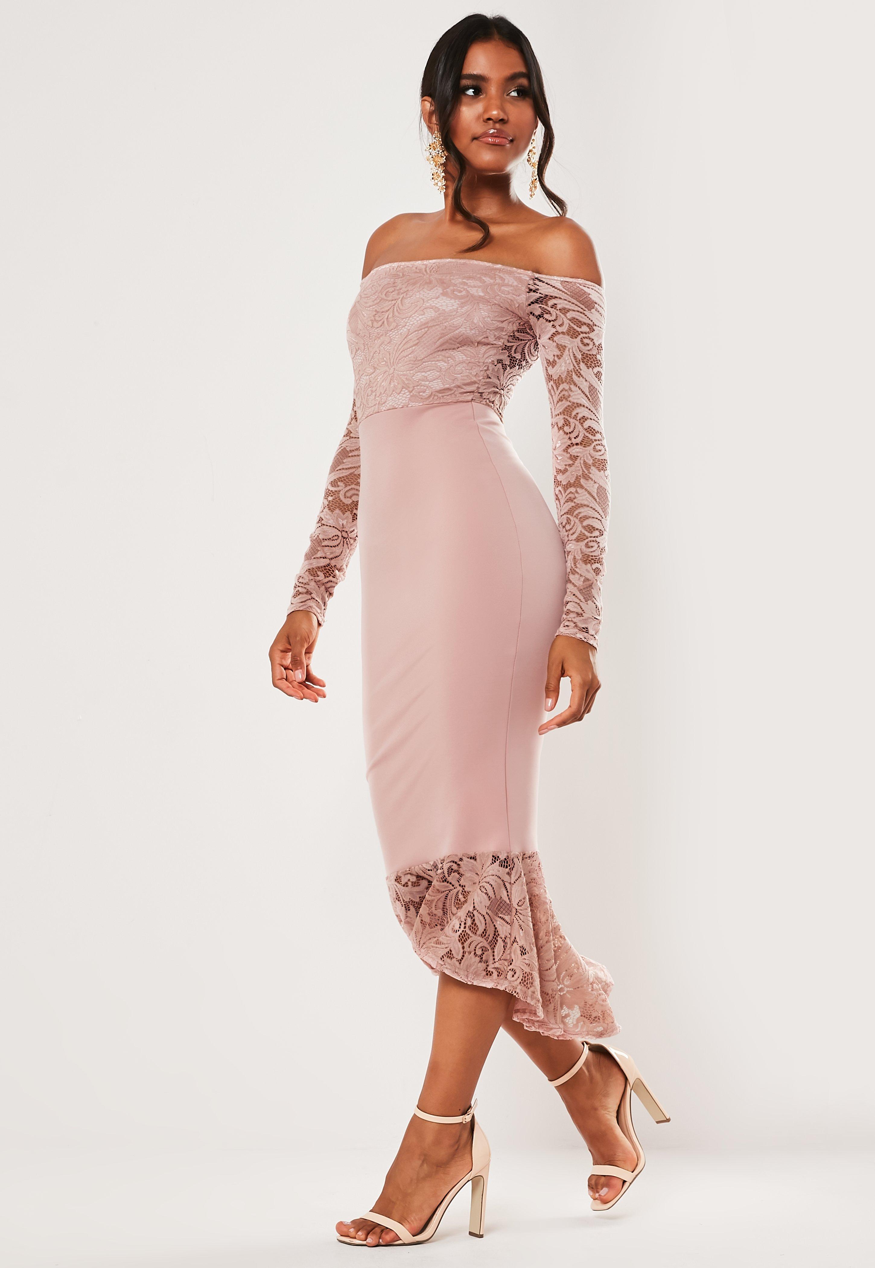 fishtail midi dress with sleeves, Off 