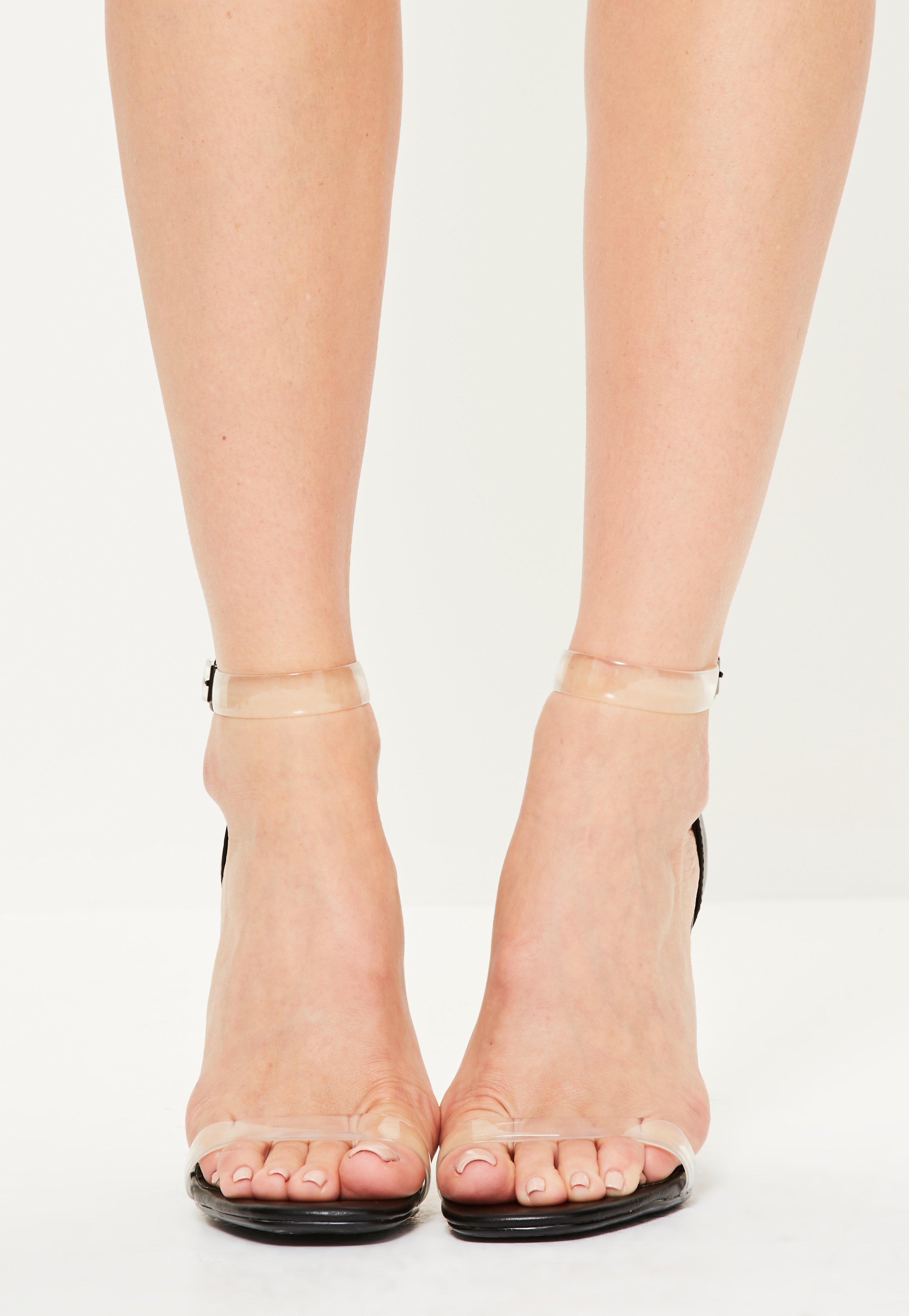 black barely there heels wide fit