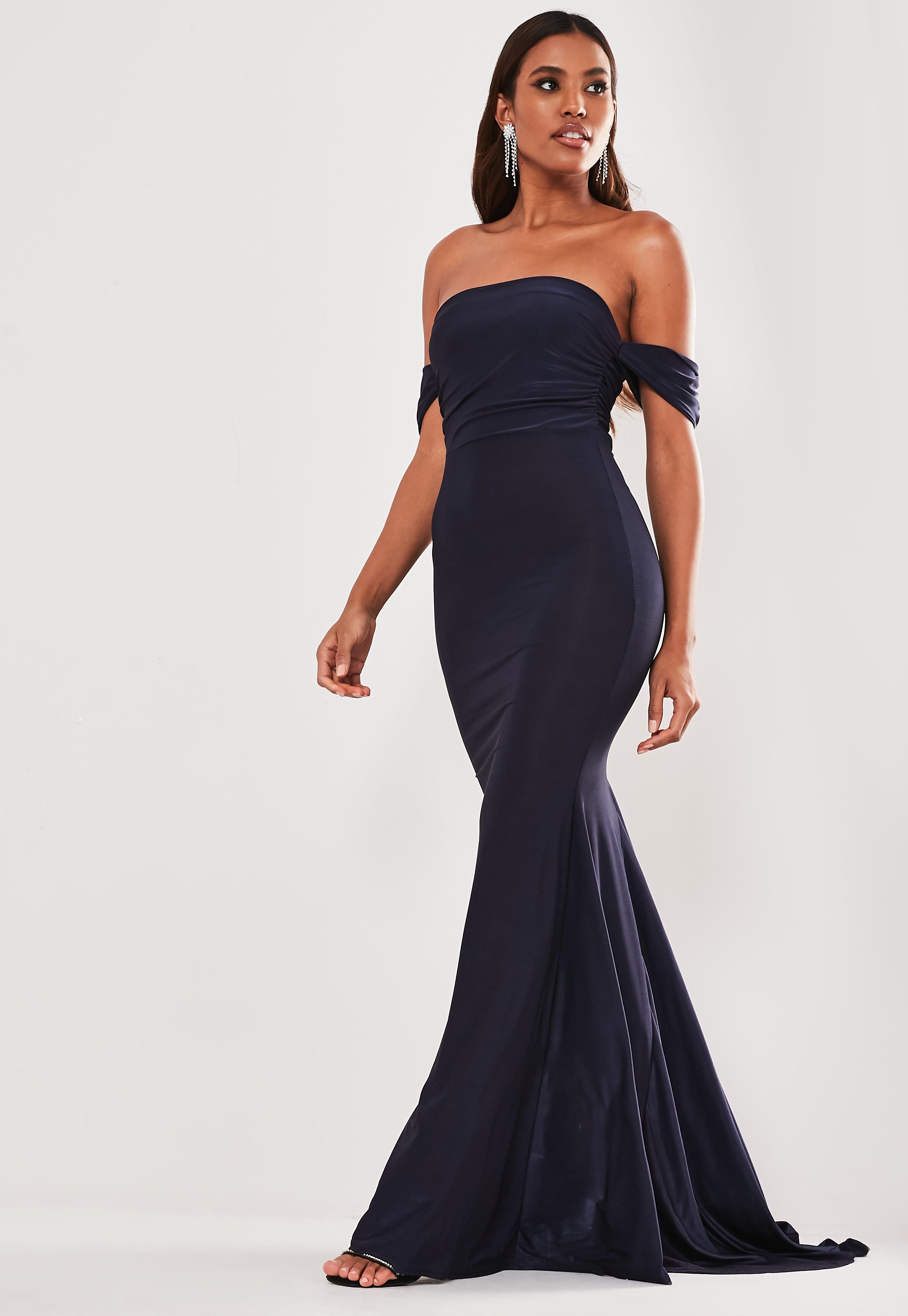 missguided navy maxi dress