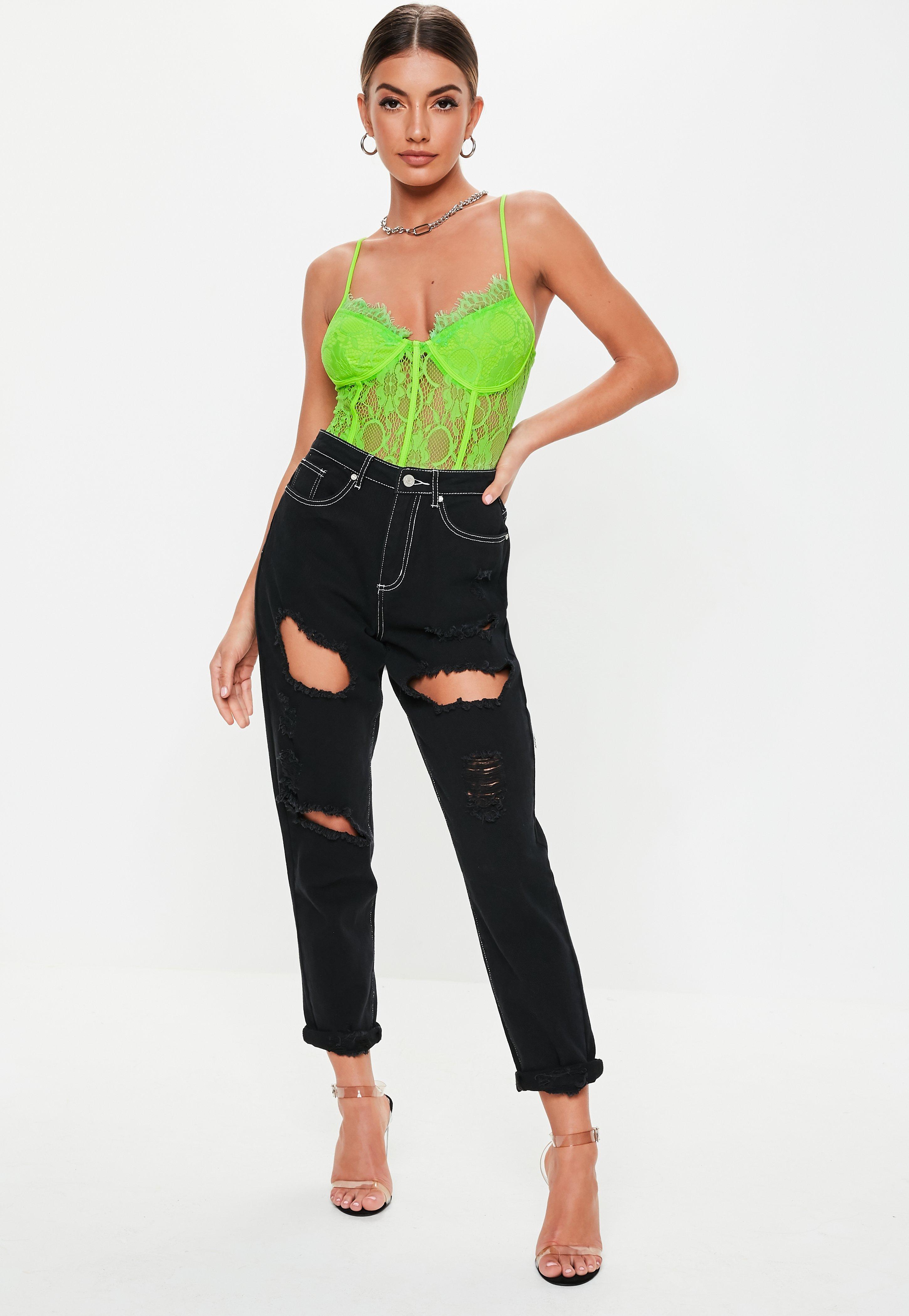 lace neon bodysuit