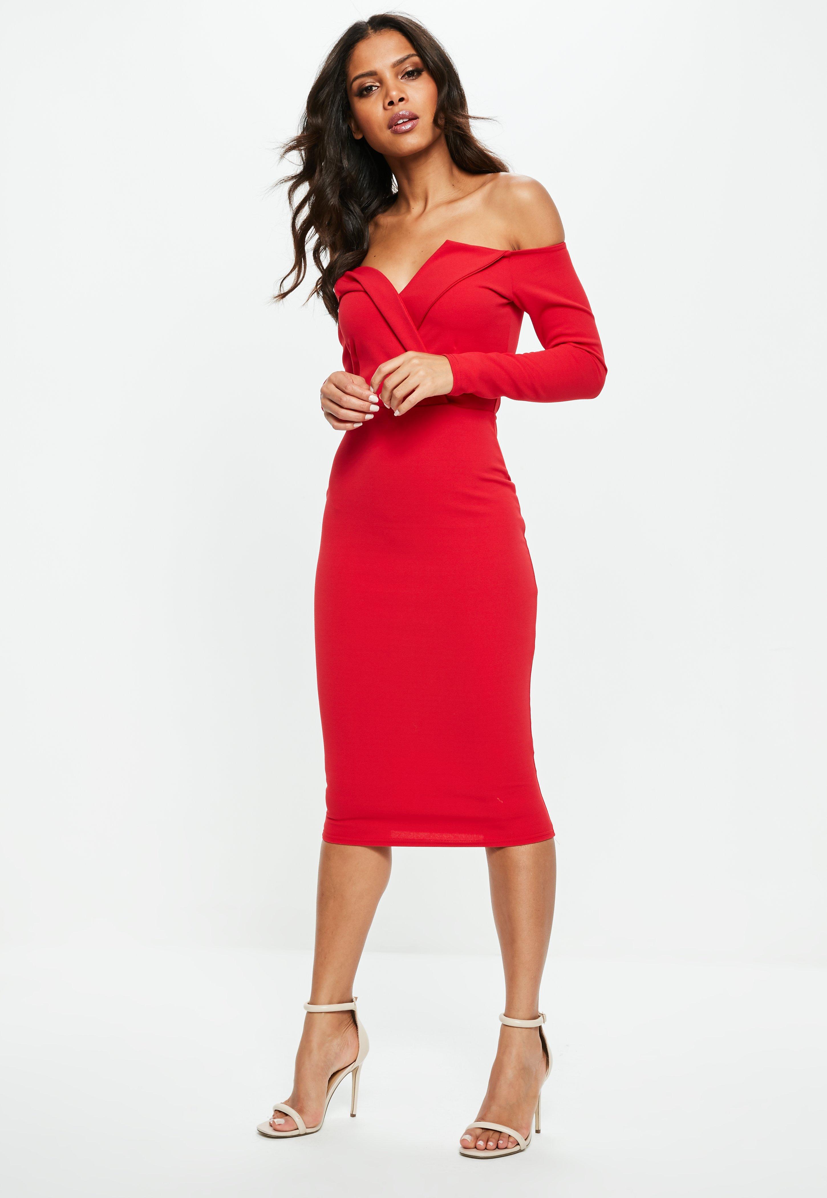 fold over bardot midi dress