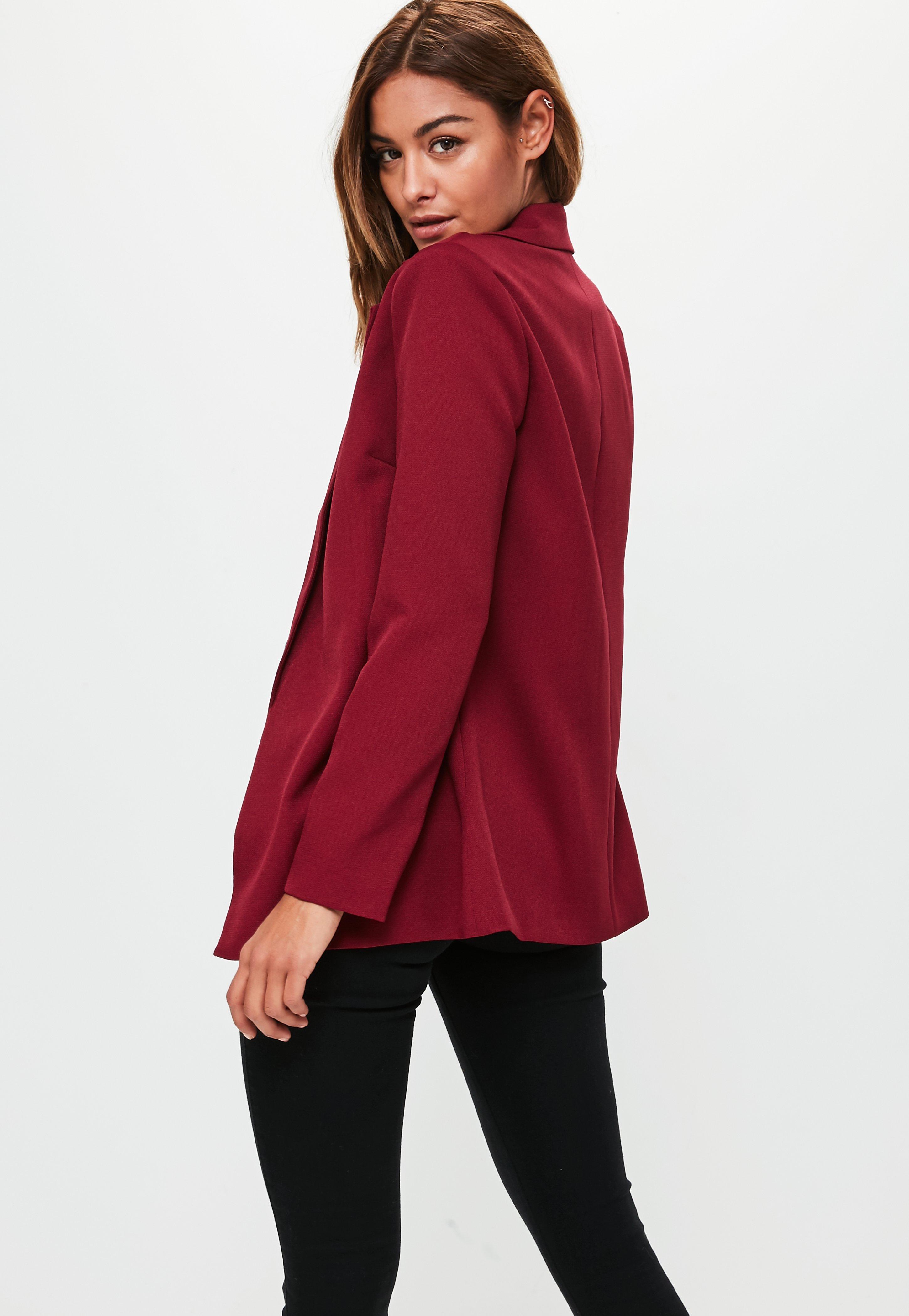 Lyst - Missguided Burgundy Longline Blazer in Red