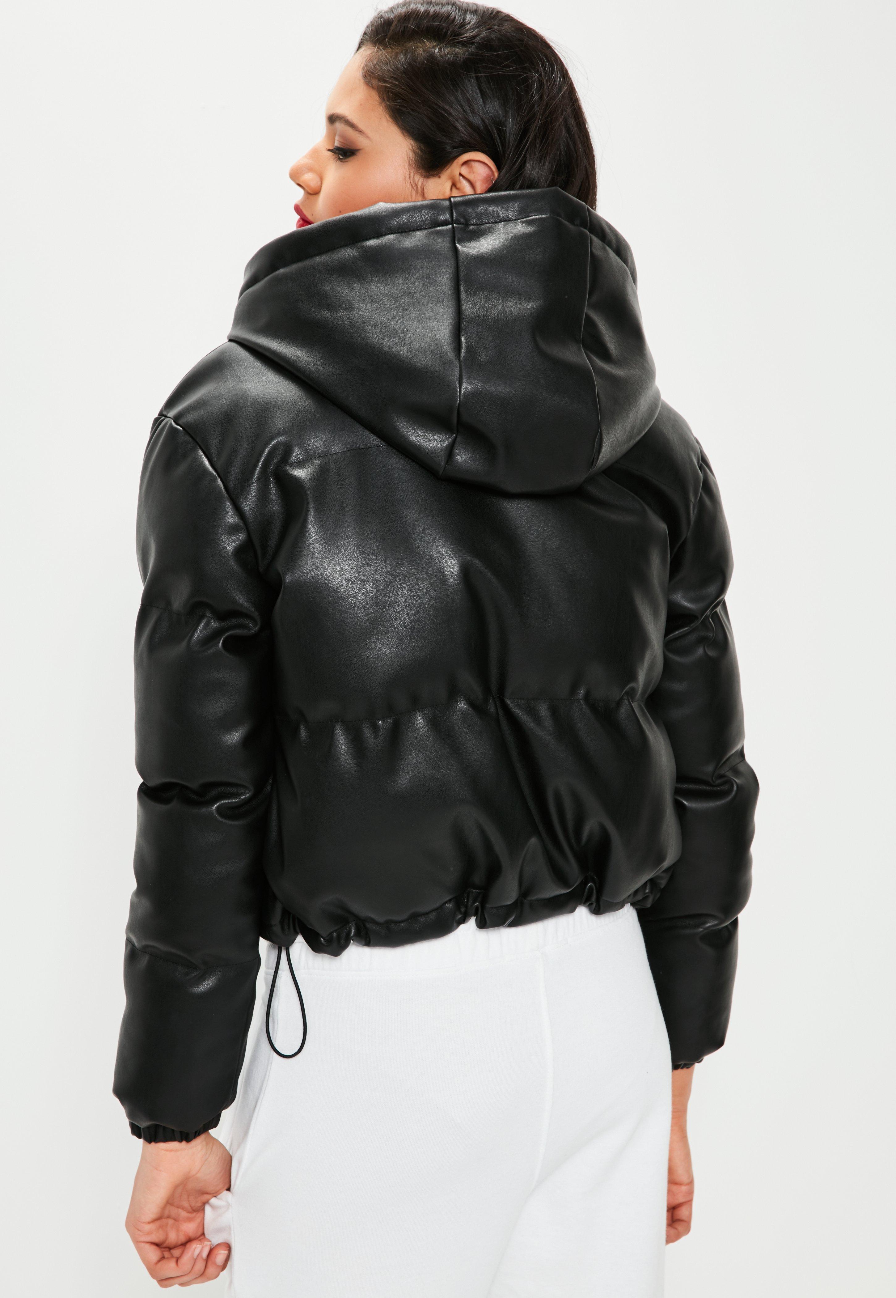 Buy missguided leather puffer jacket> OFF-71%