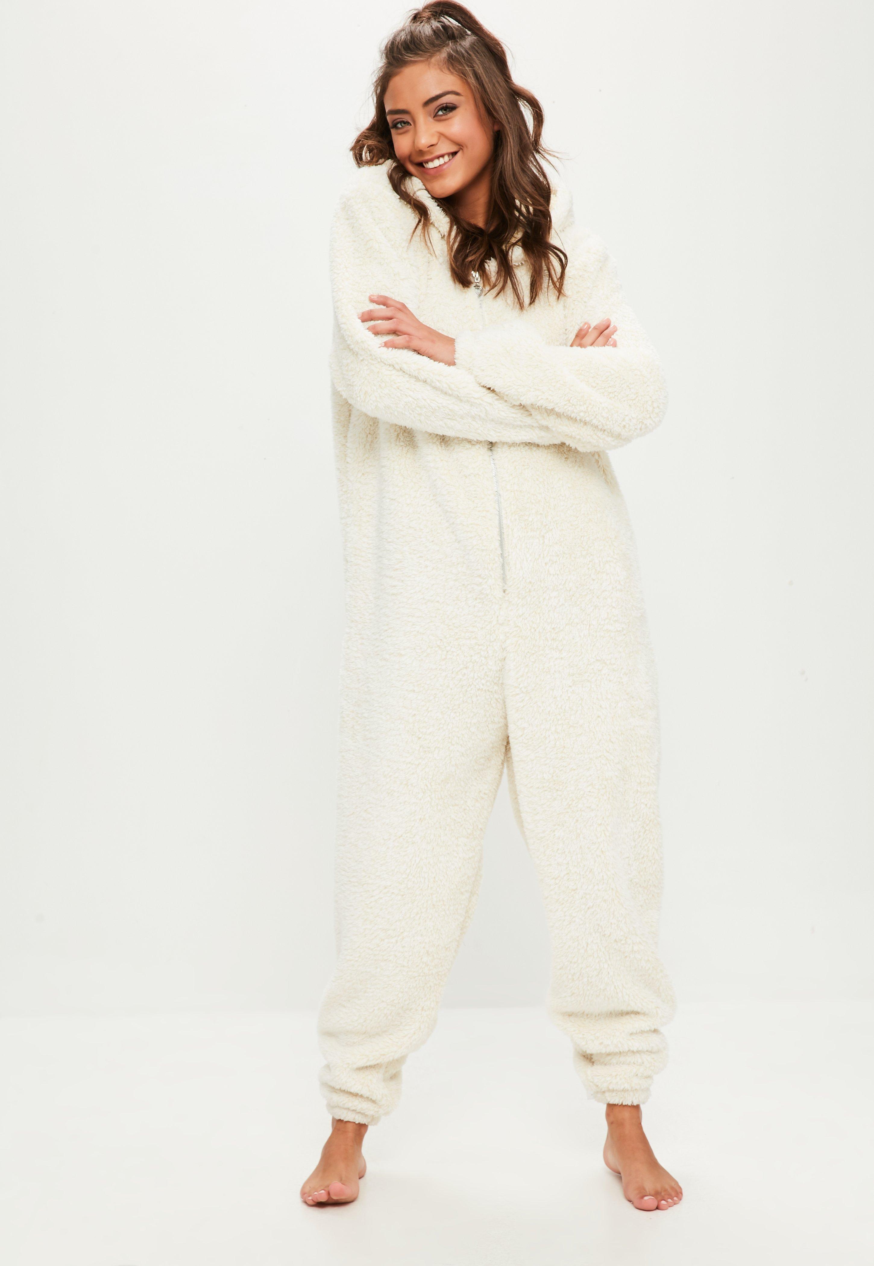 fuzzy teddy bear onesie