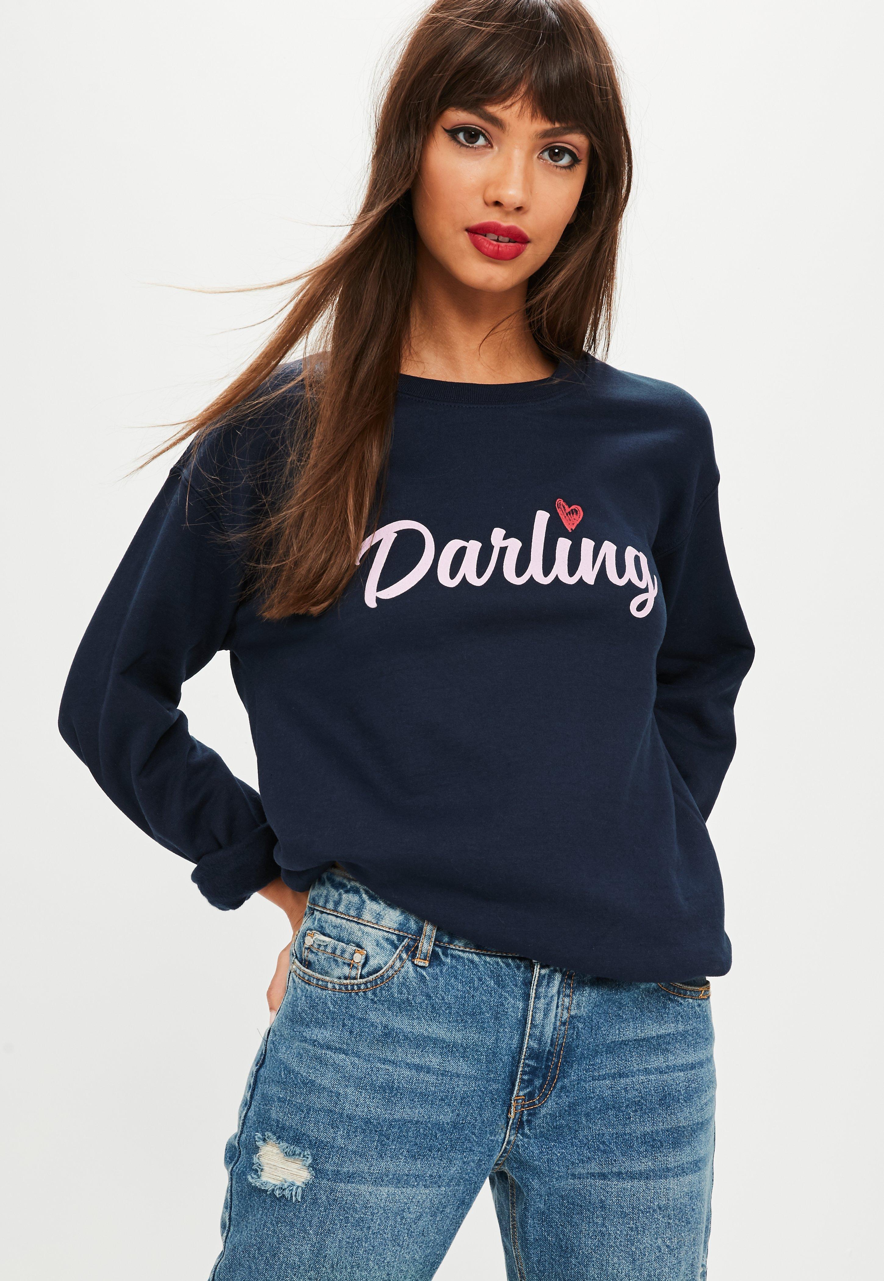 navy slogan sweatshirt