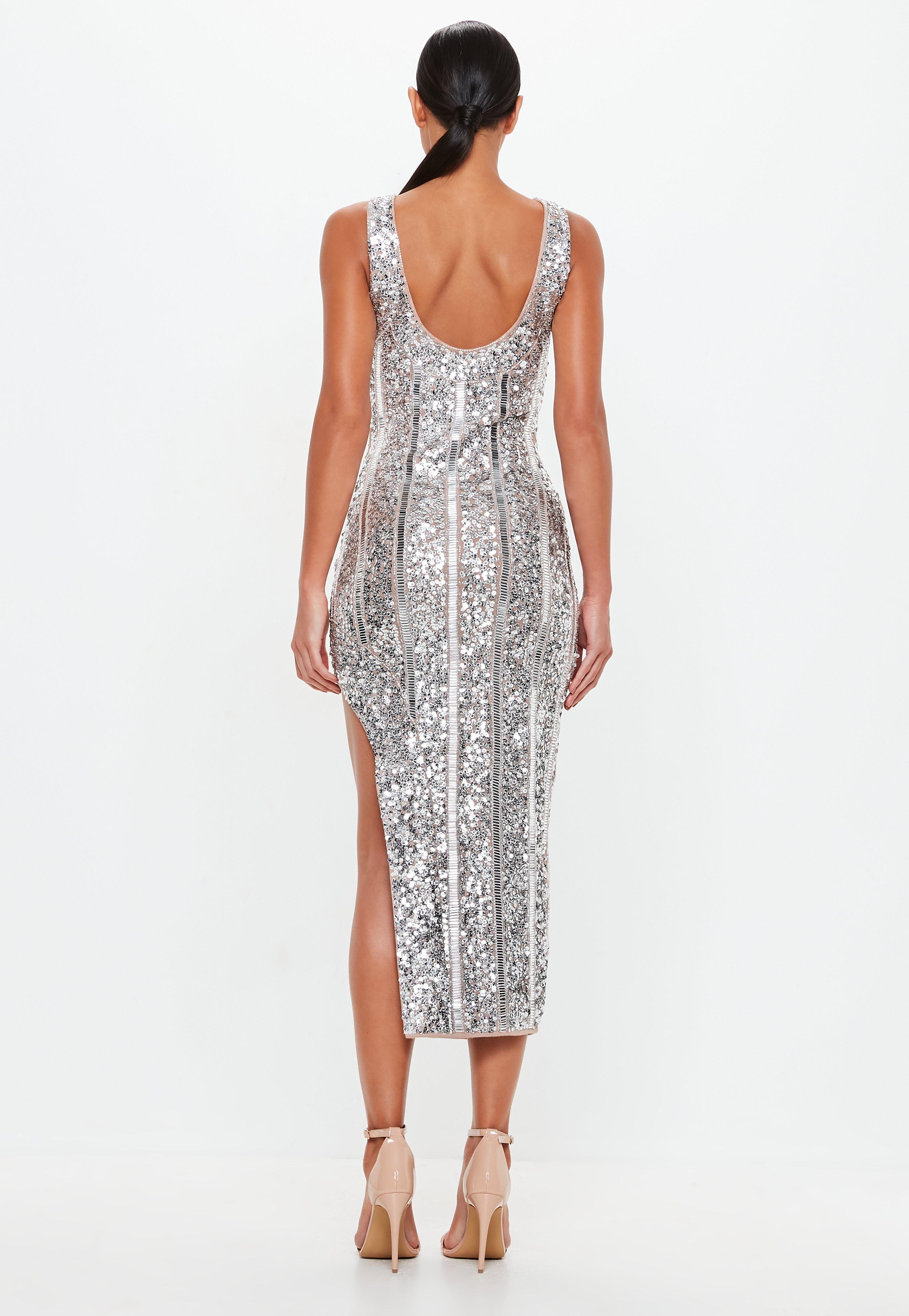 peace and love silver embellished dress