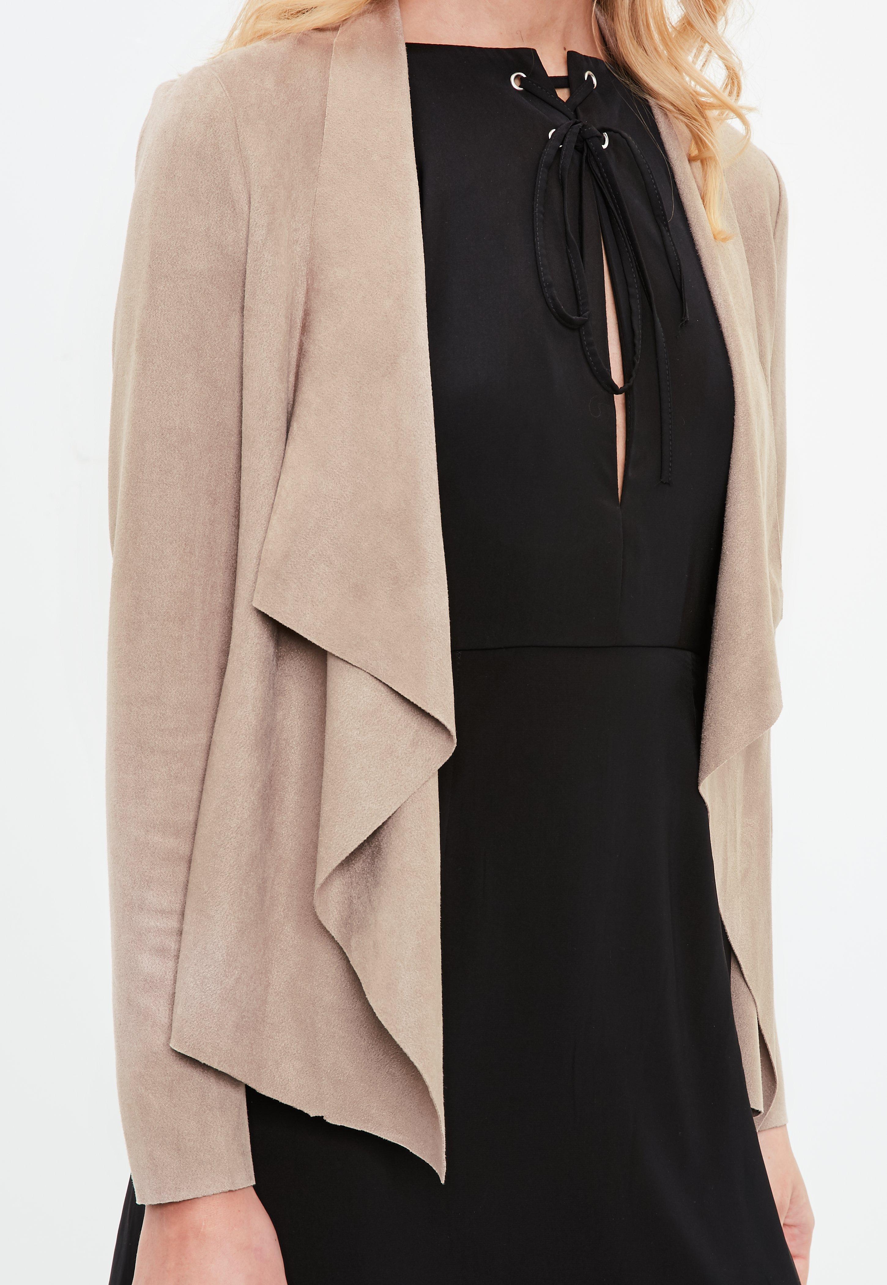 grey suede waterfall jacket