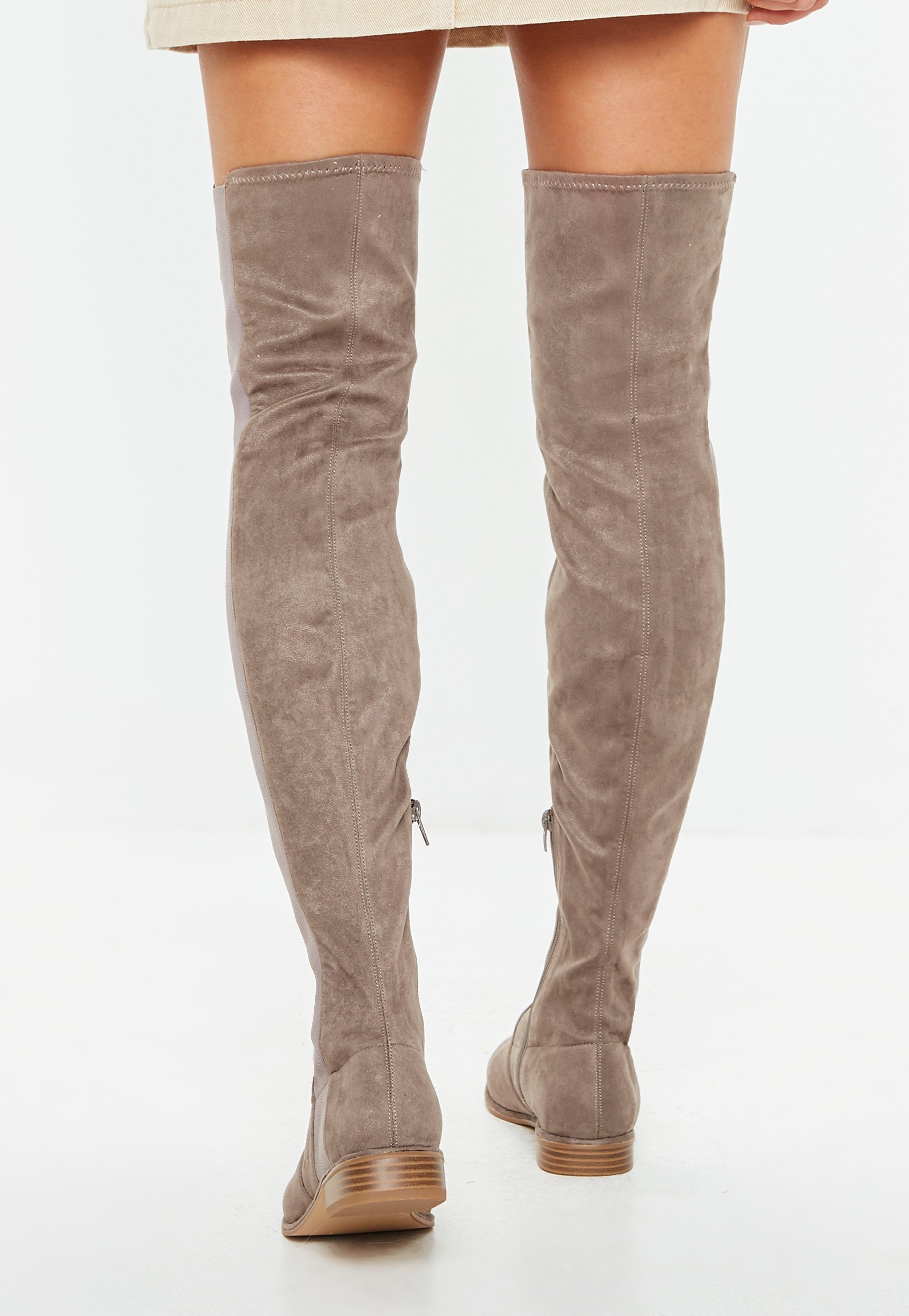 taupe knee high boots flat