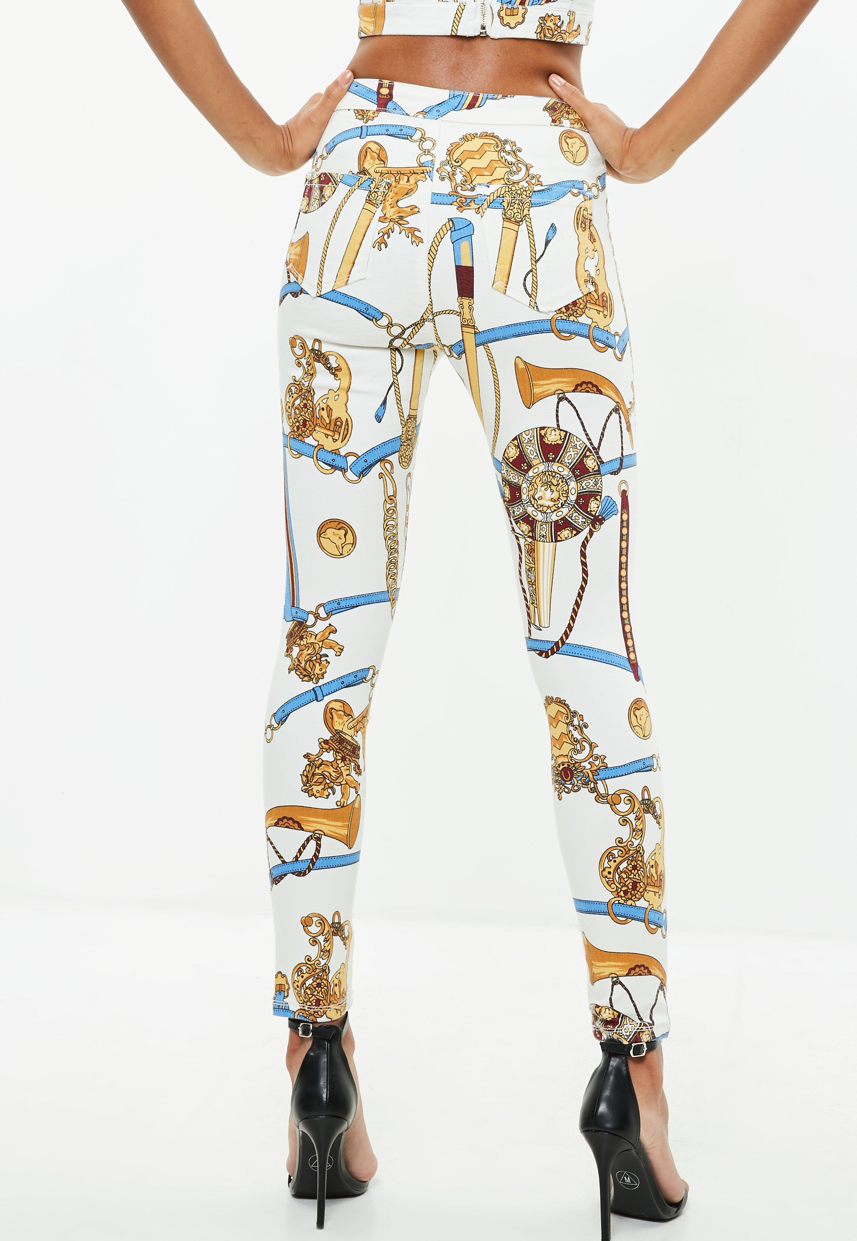 chain print jeans