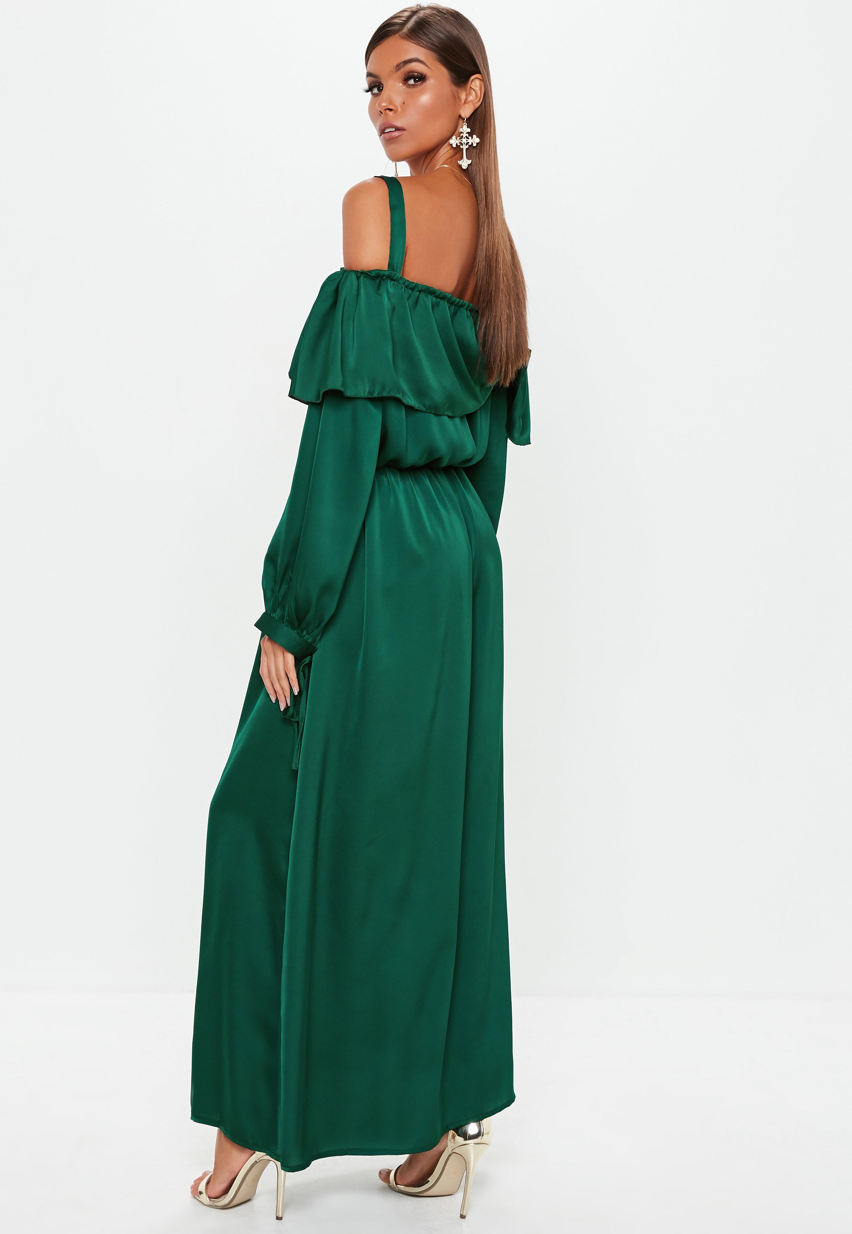 emerald green long sleeve maxi dress