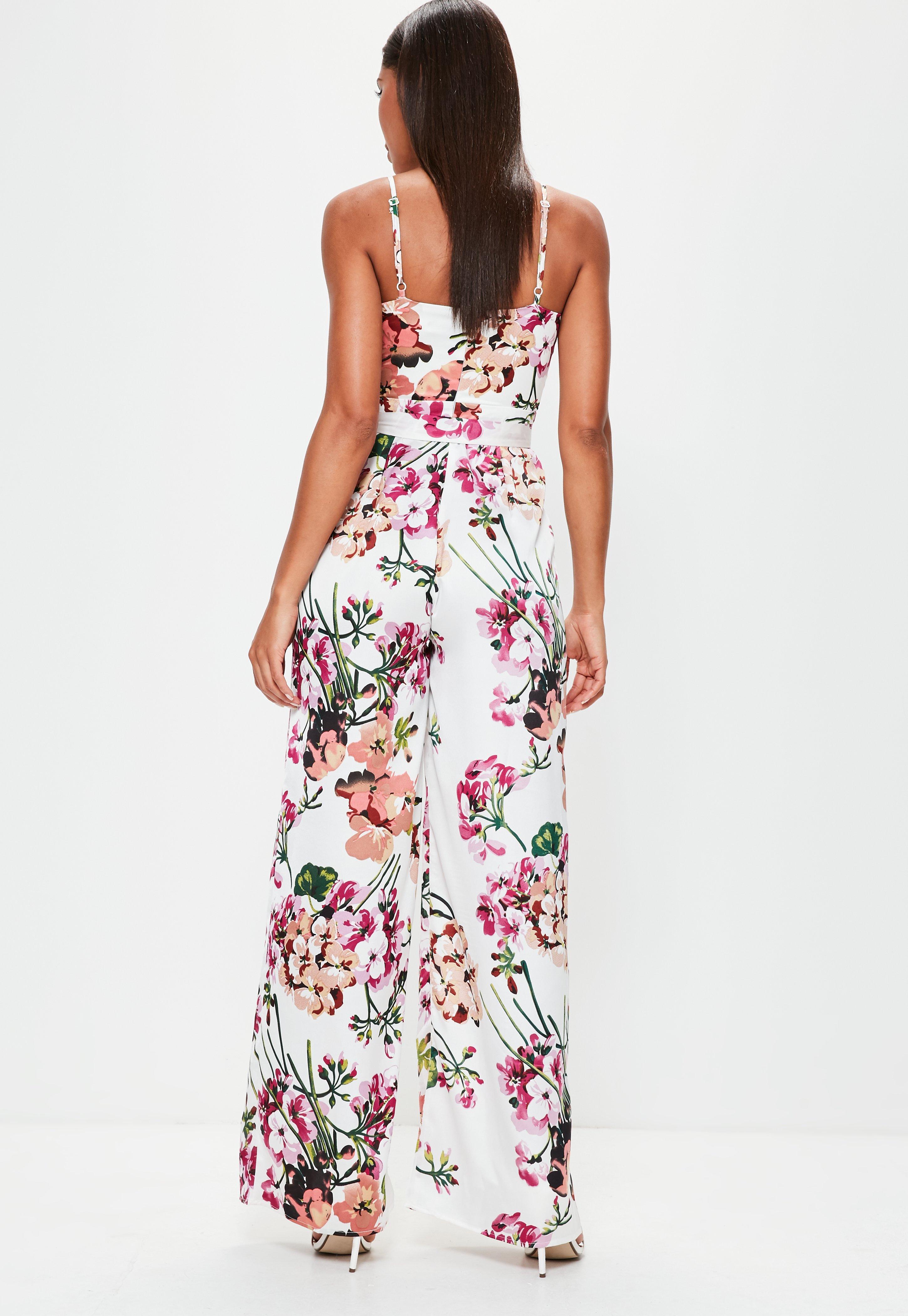 white floral print jumpsuit