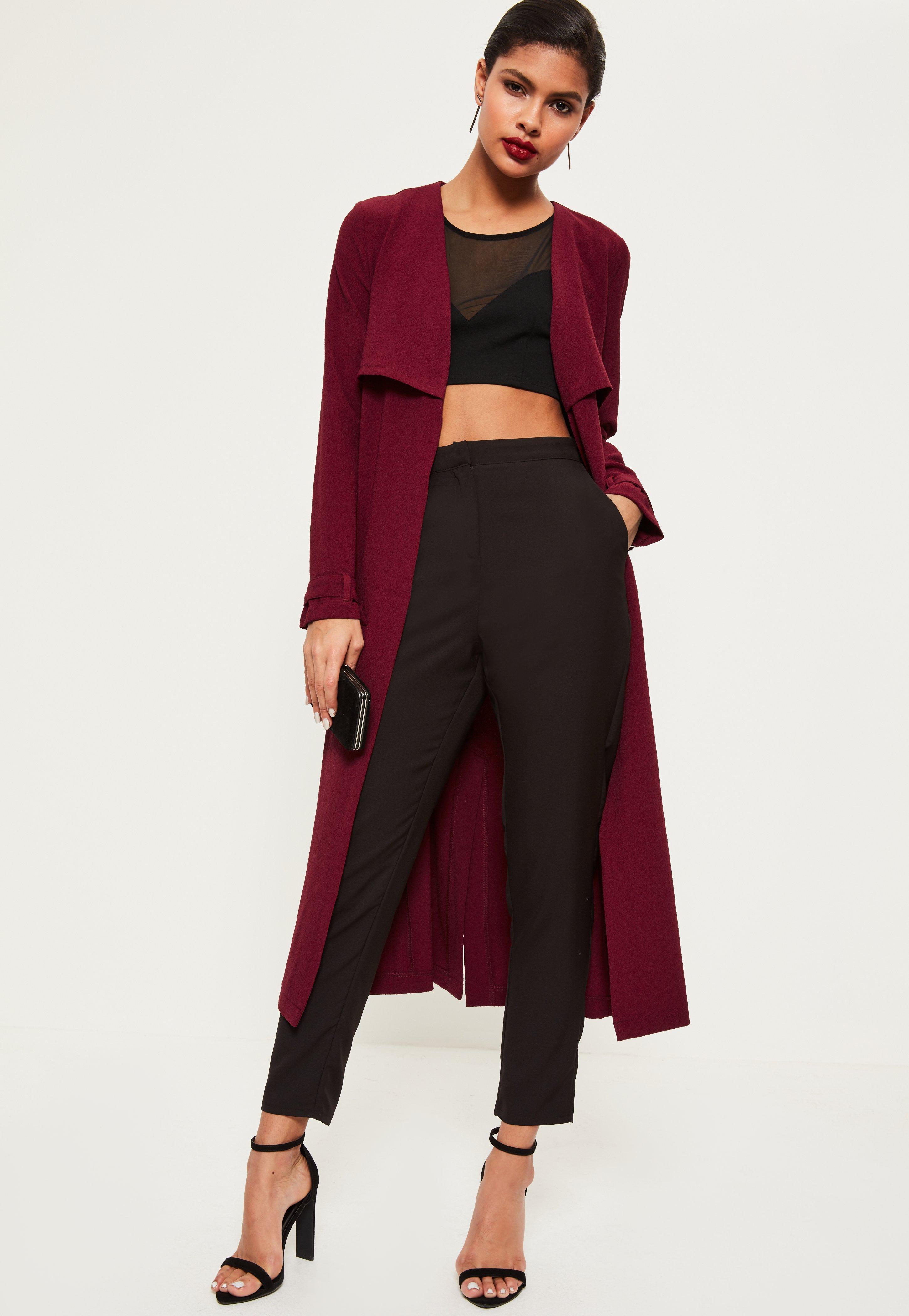 burgundy duster jacket