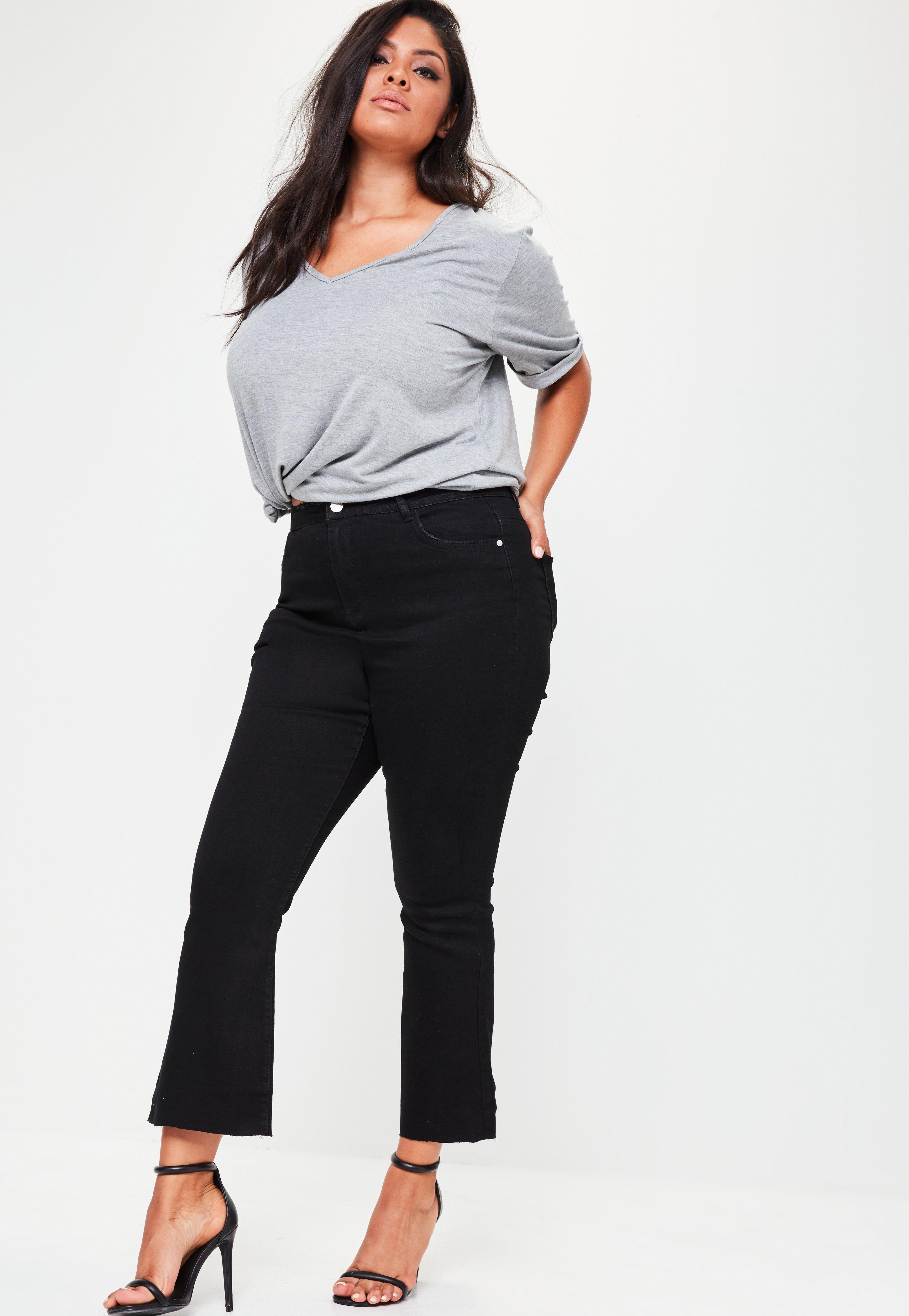 Buy > plus size cropped flare jeans > in stock