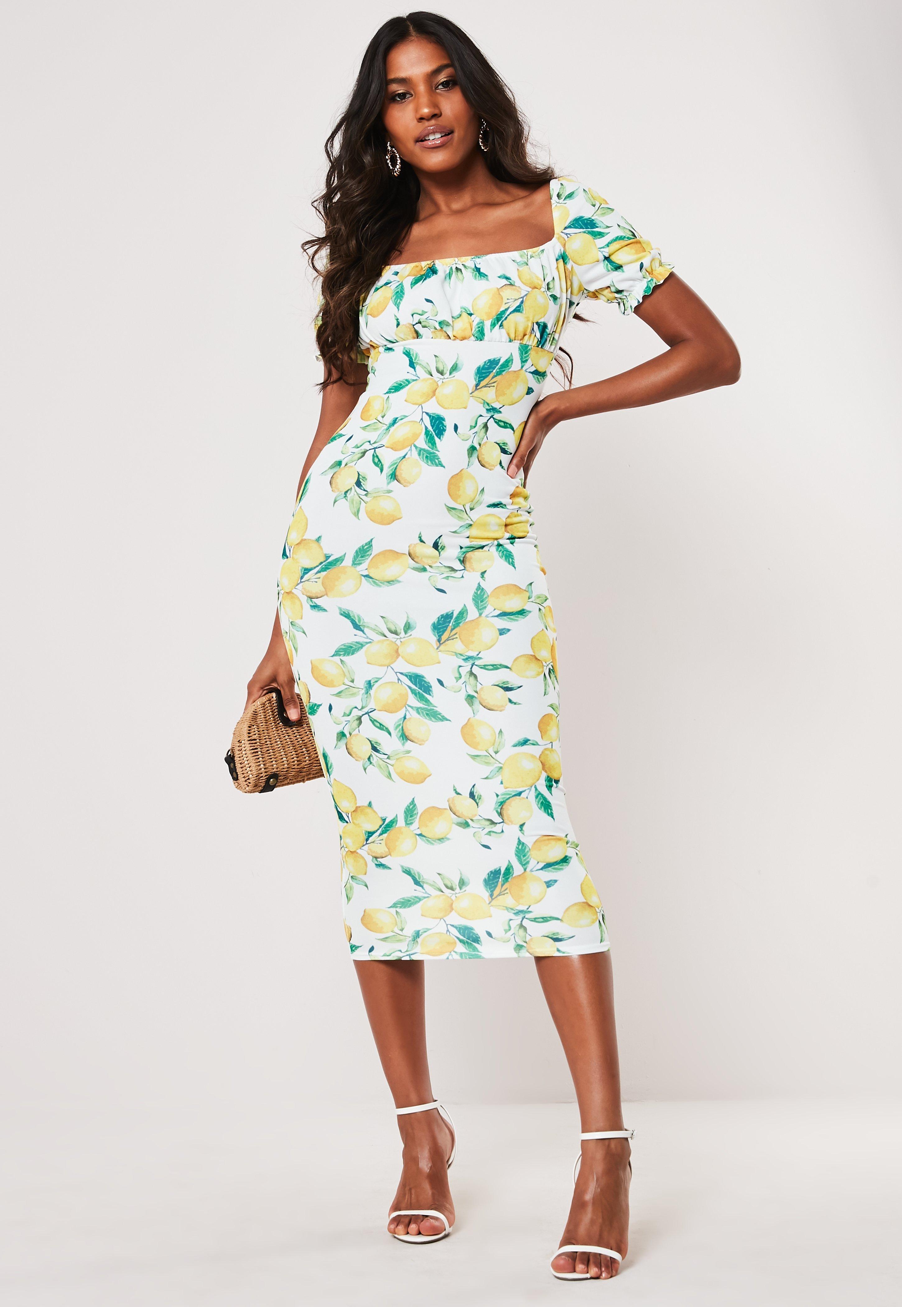 lemon yellow midi dress