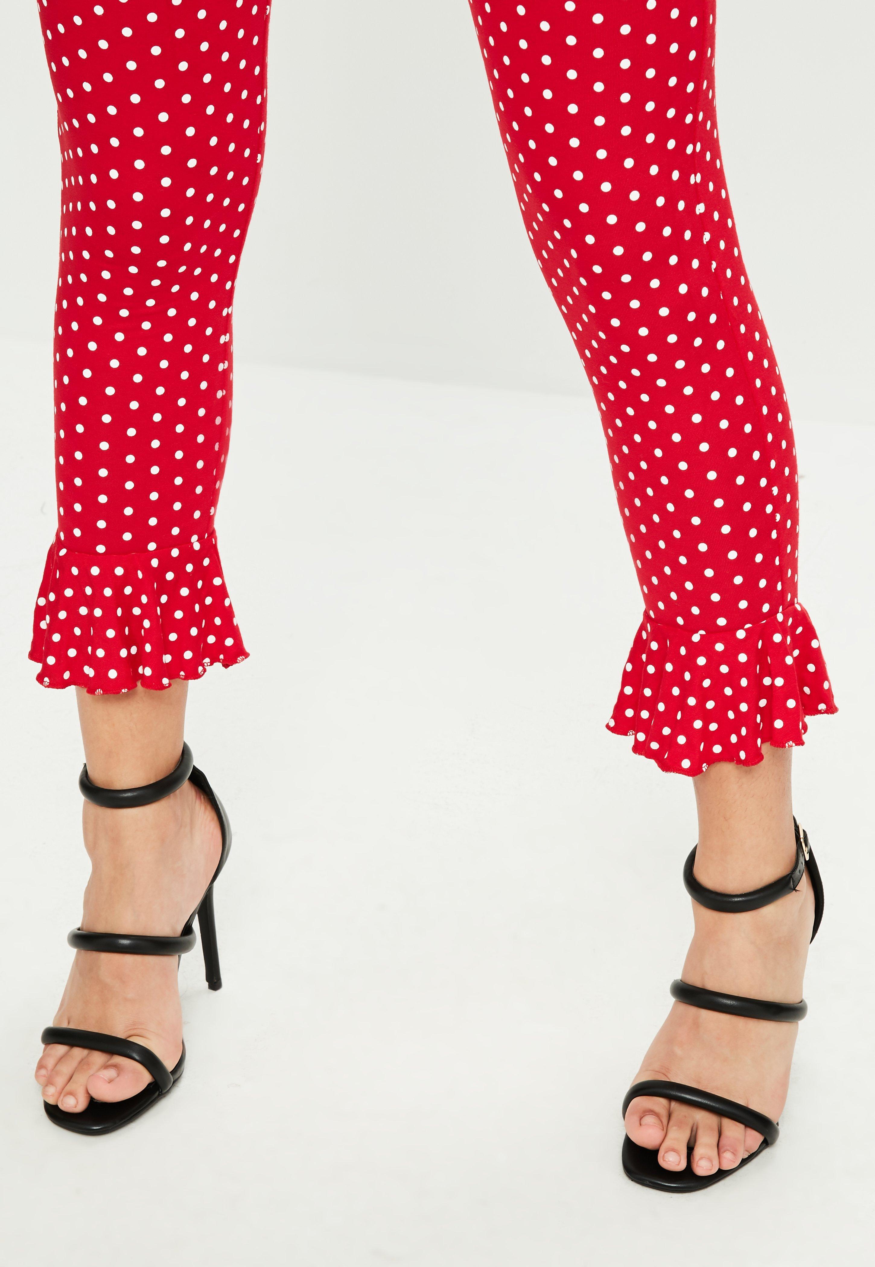 red and white polka dot pants