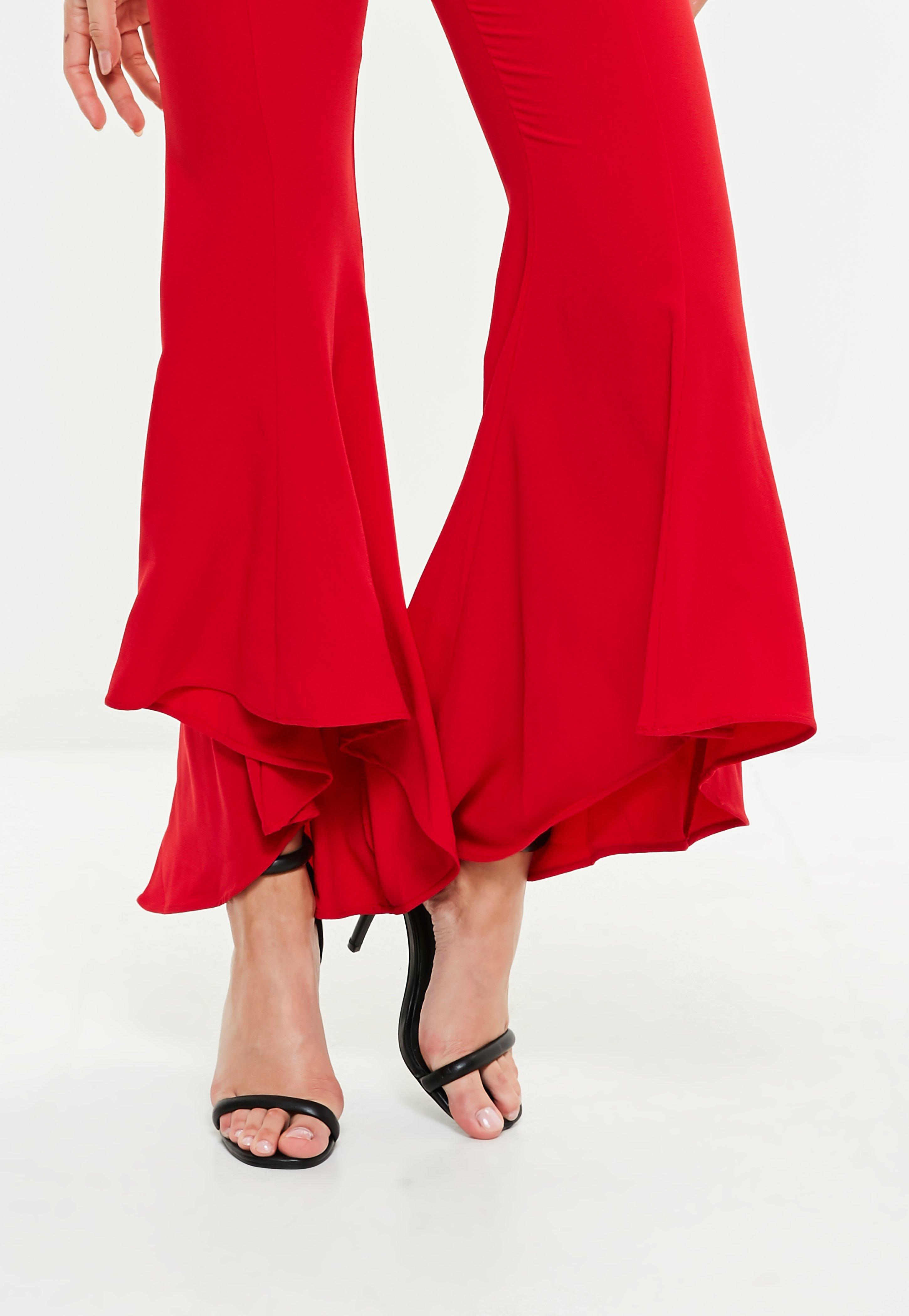 red ruffle pants