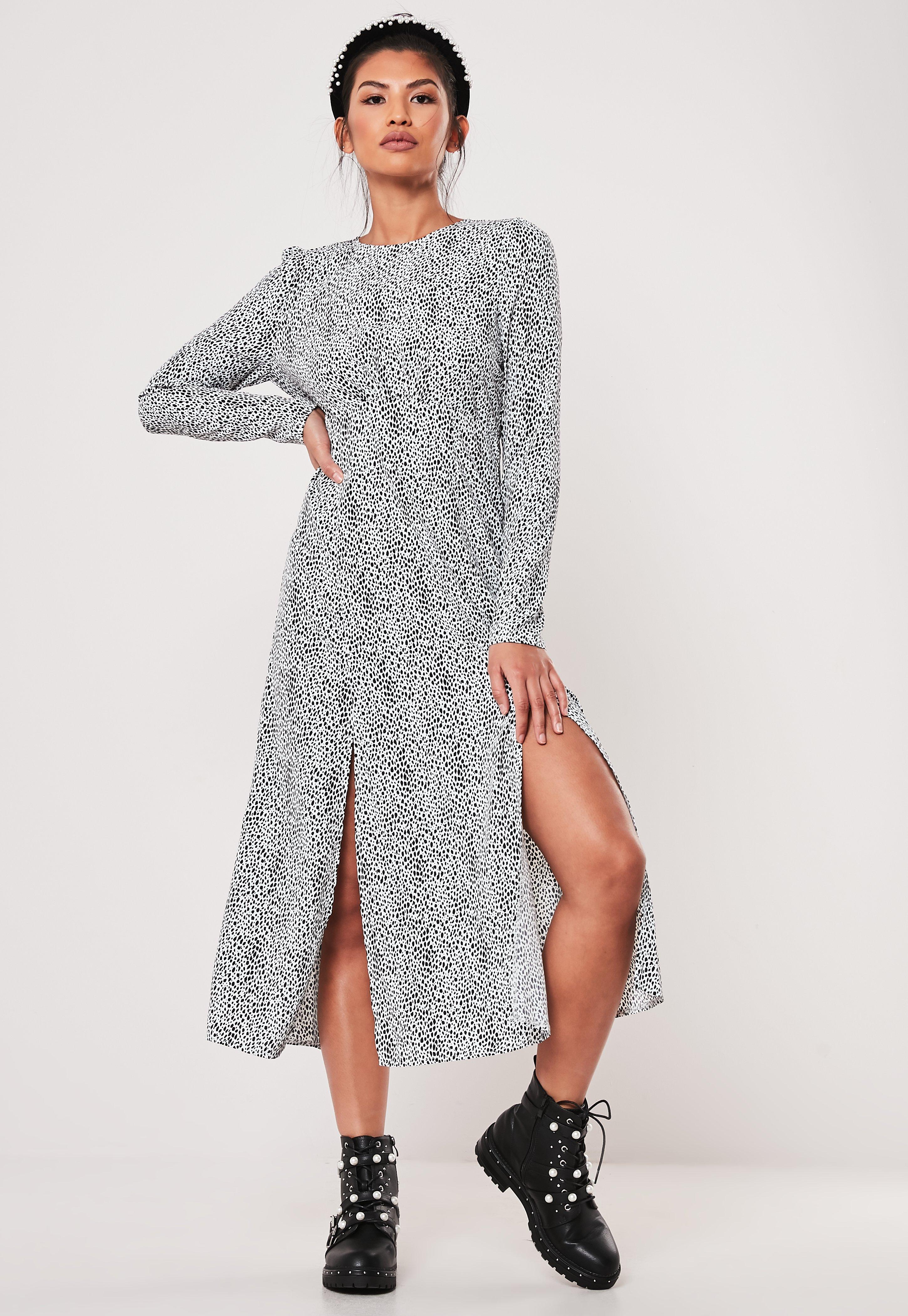 dalmatian print midi dress