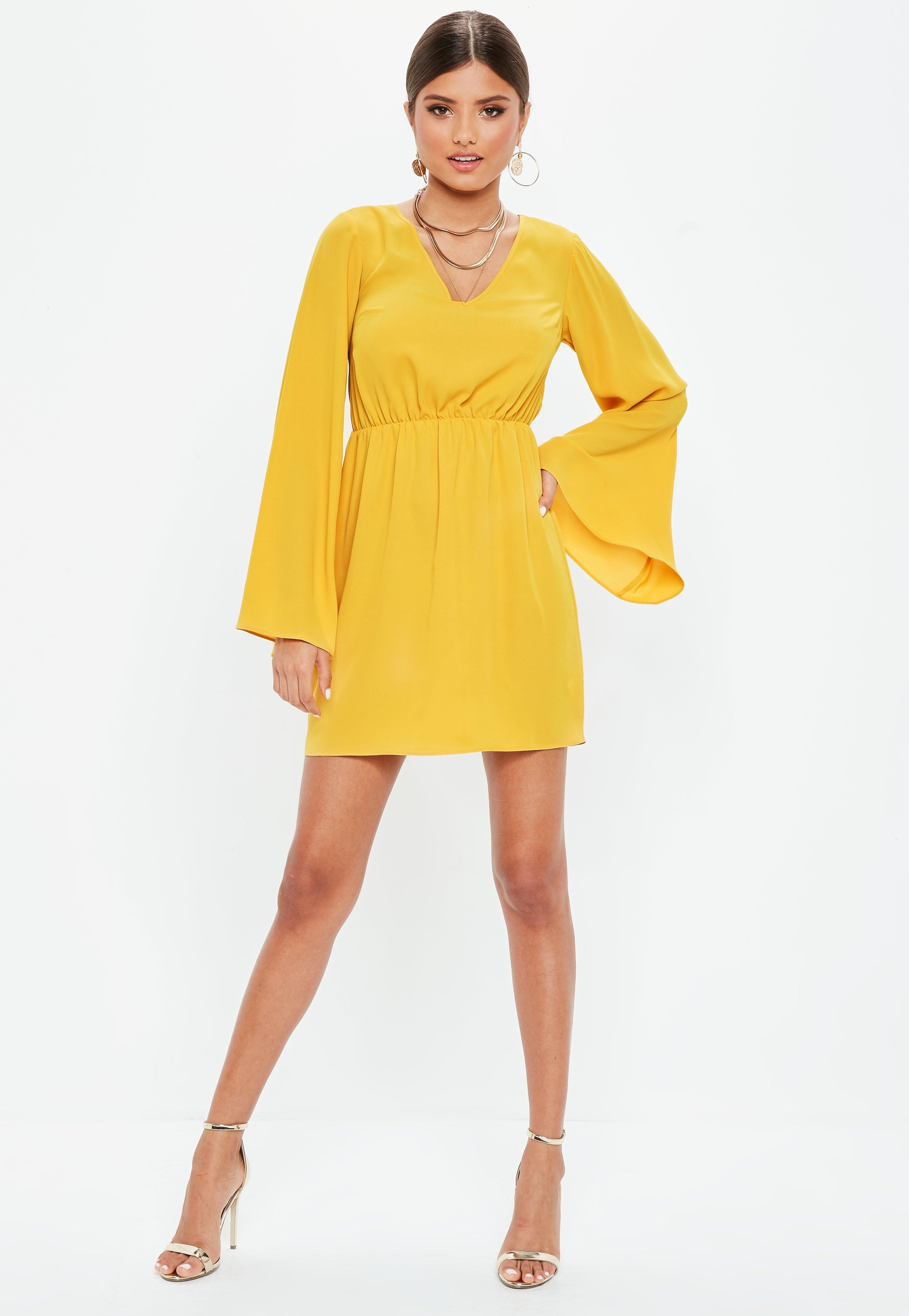 yellow plunge dress