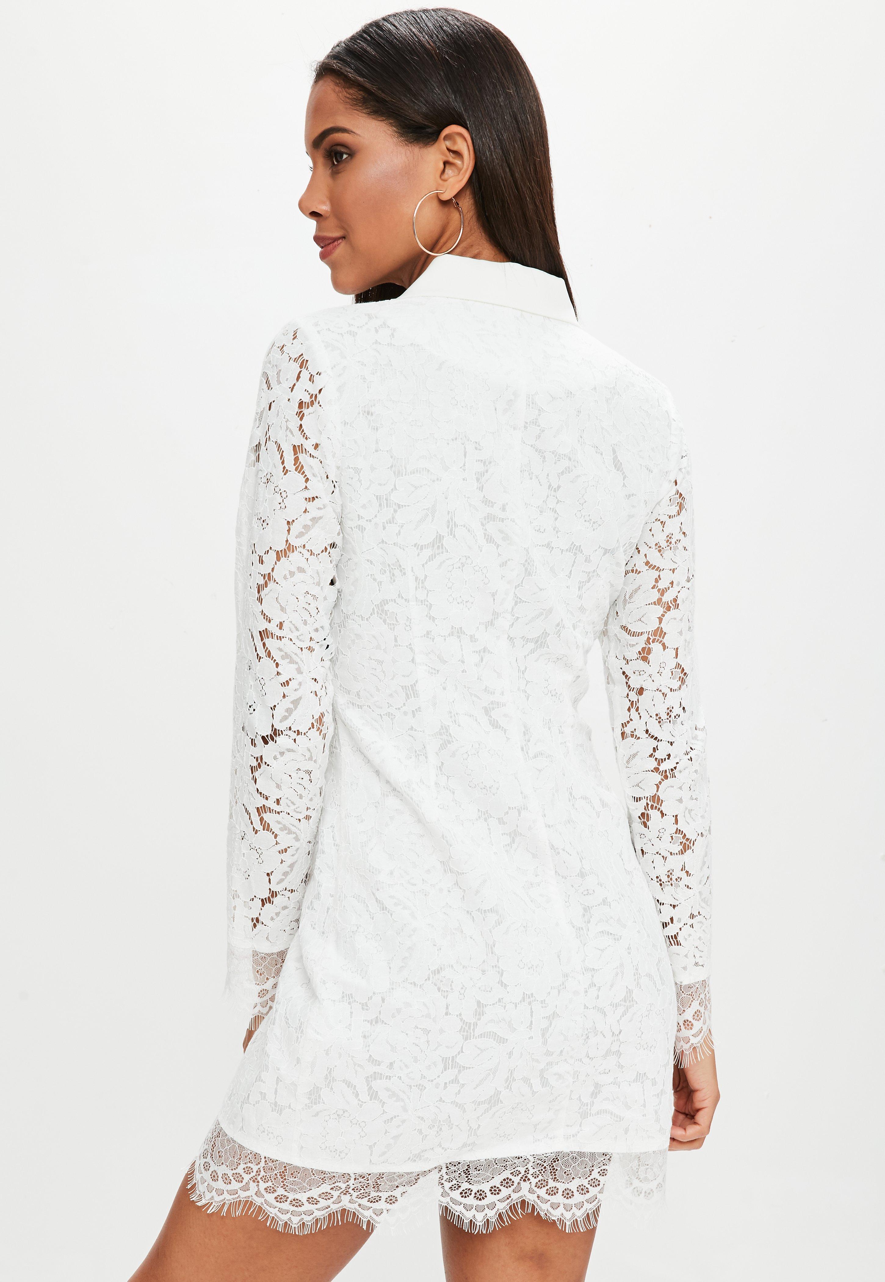 white lace blazer dress