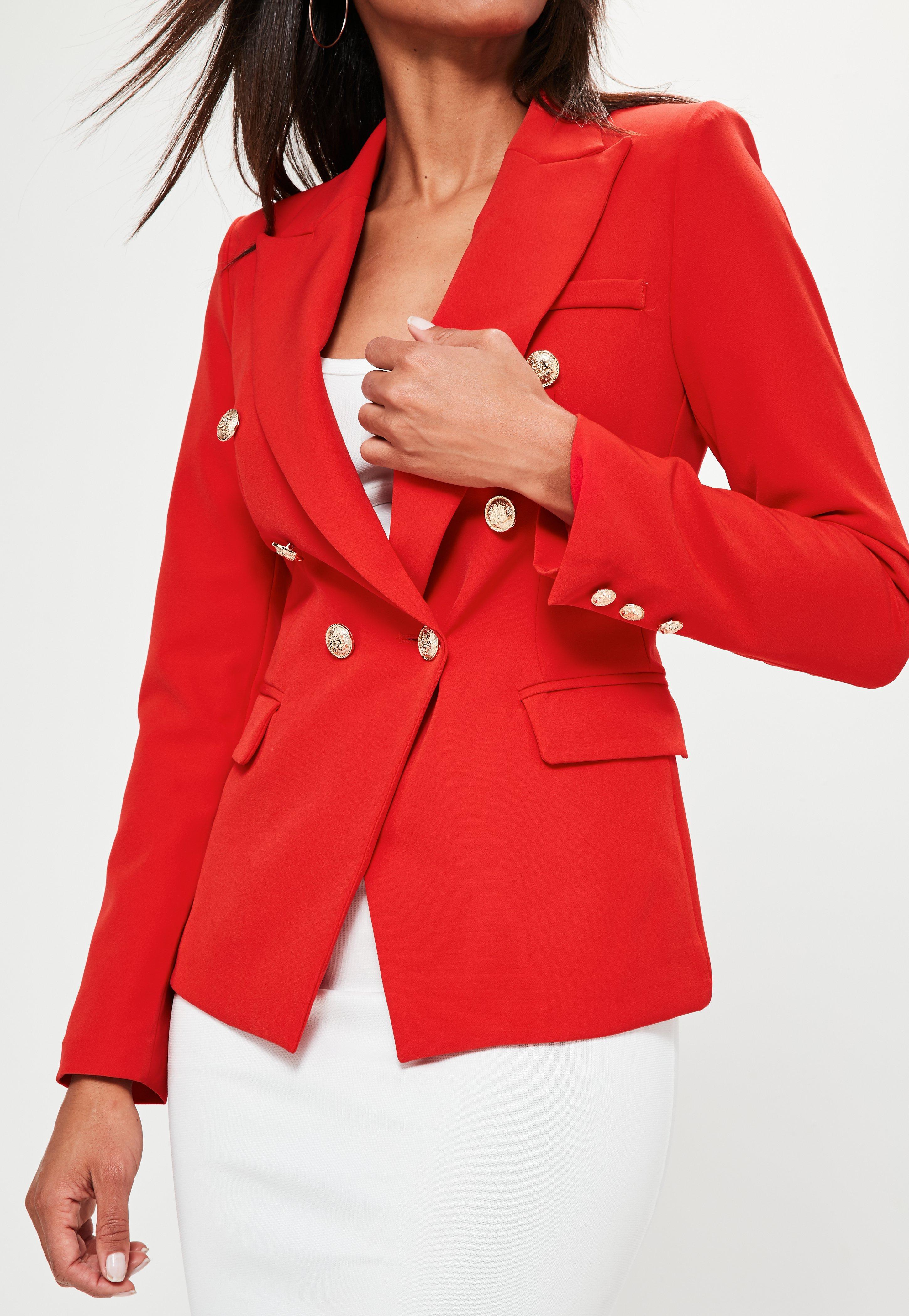 Missguided Red Tailored Military Jacket - Lyst