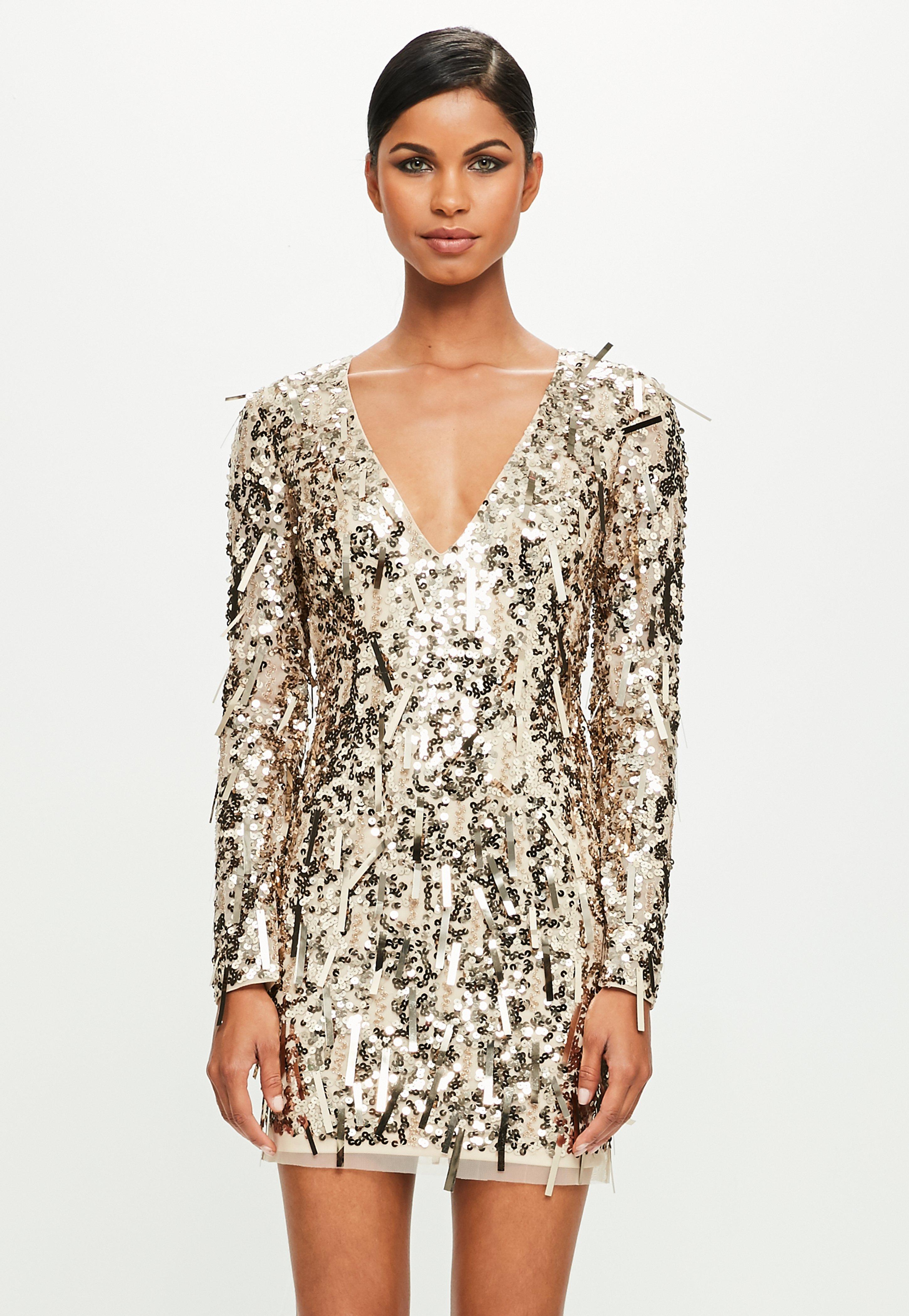 missguided gold sequin dress