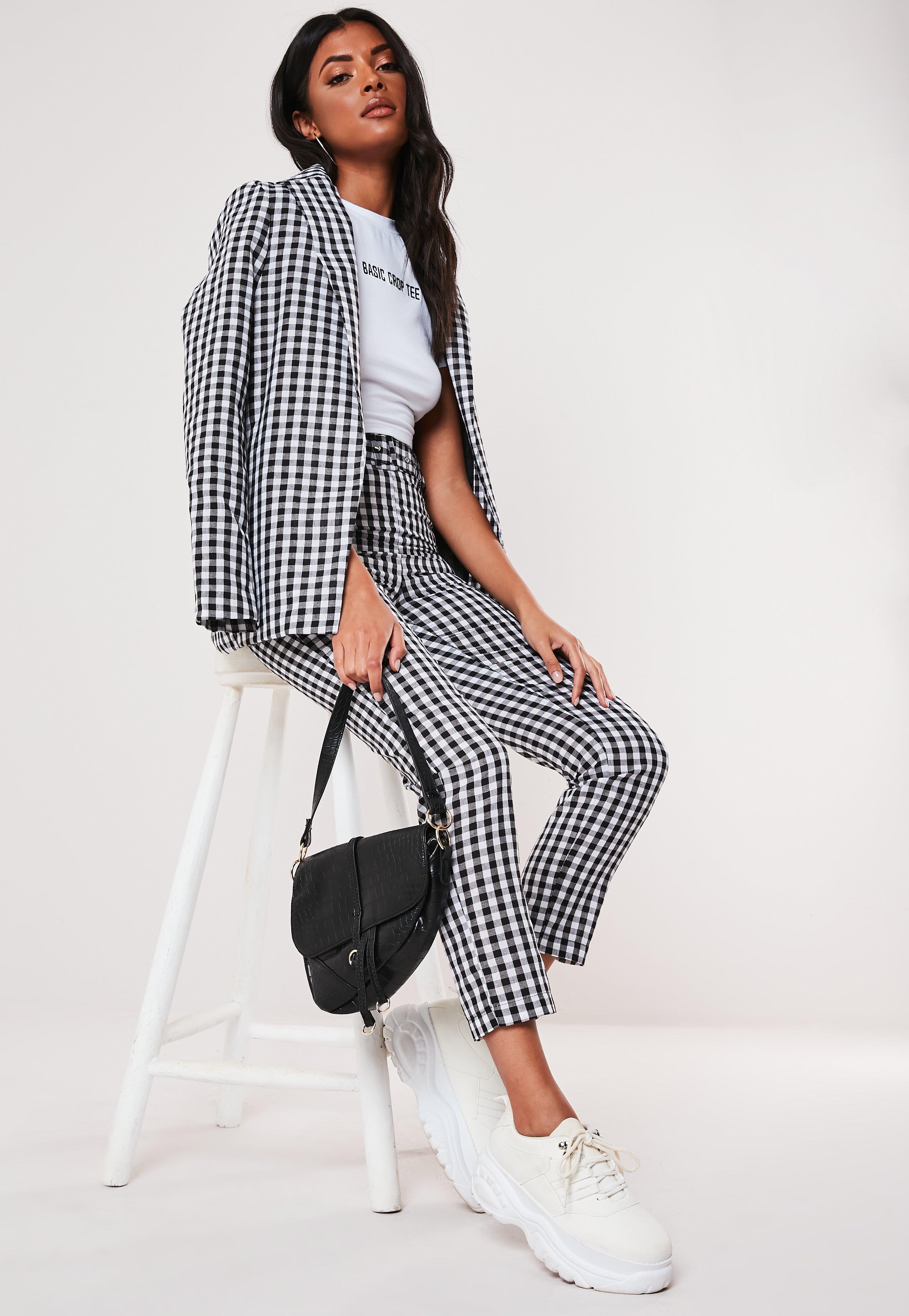 gingham cigarette trousers
