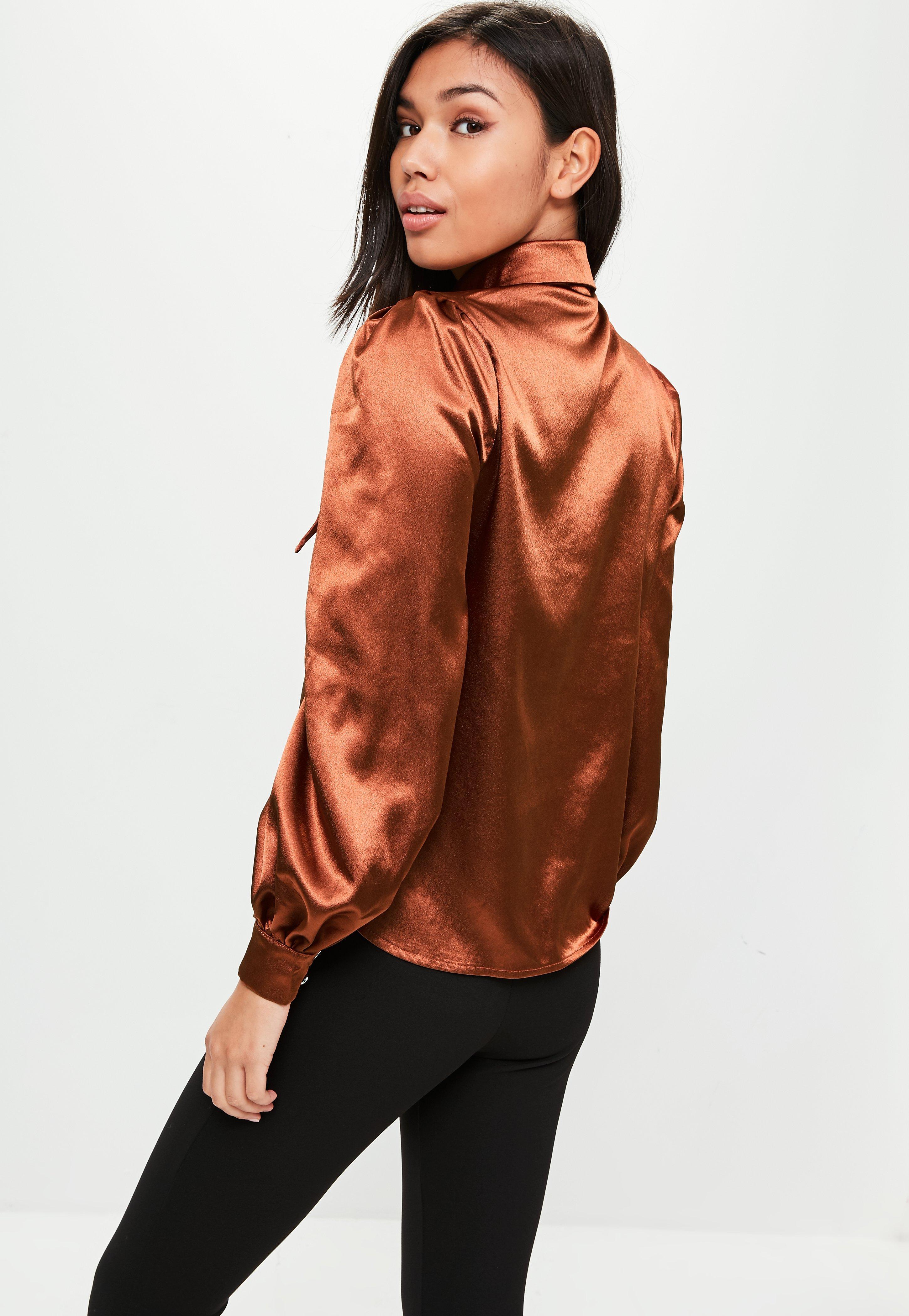 bronze satin top