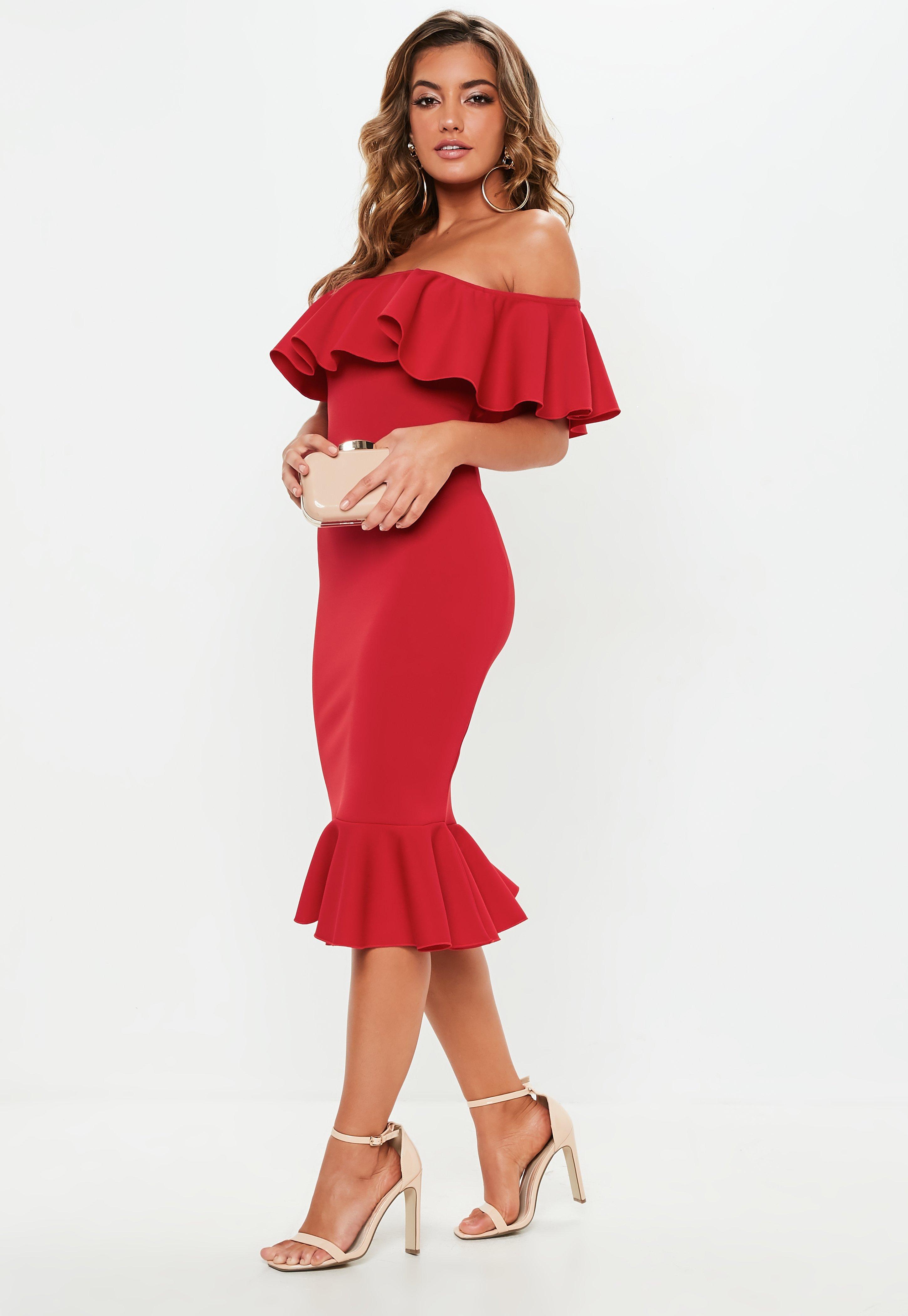 Bardot fishtail midi dress Clearance
