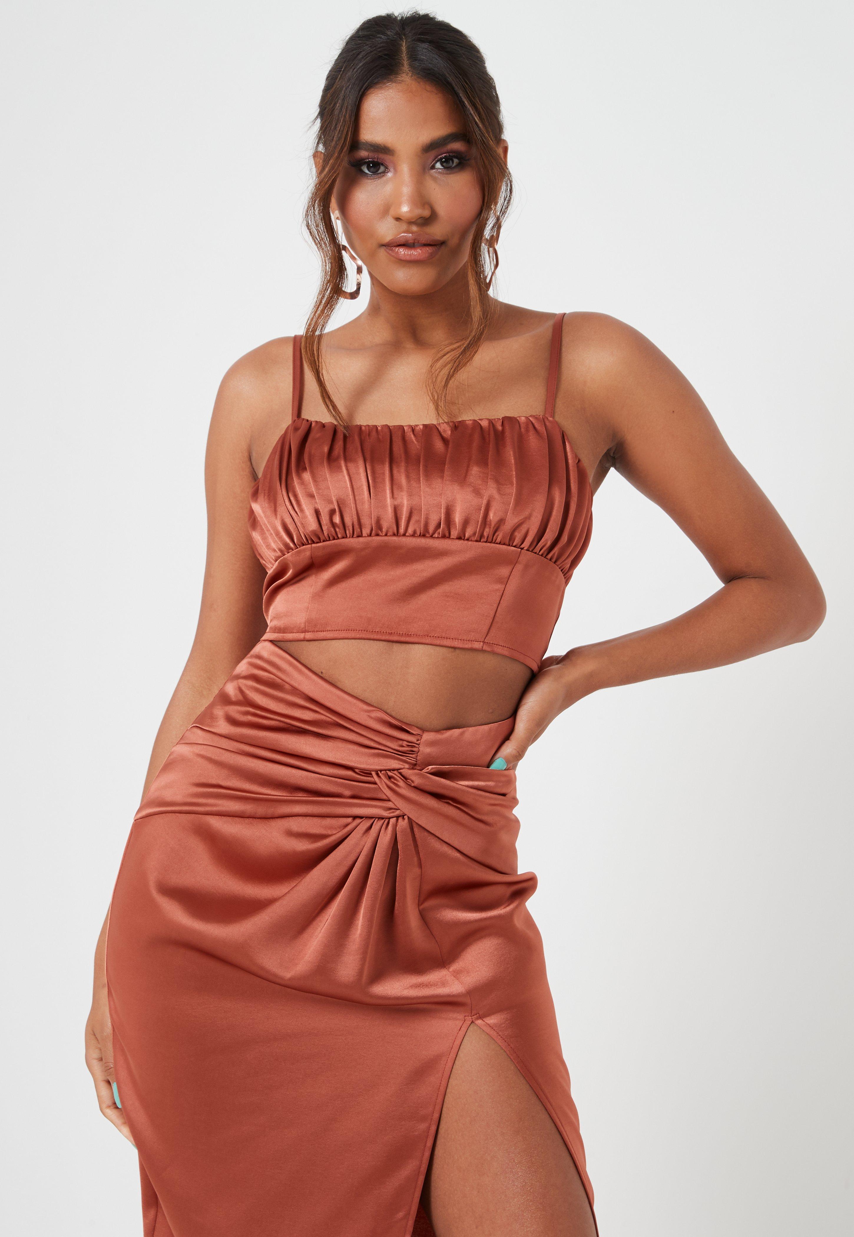 satin rust top
