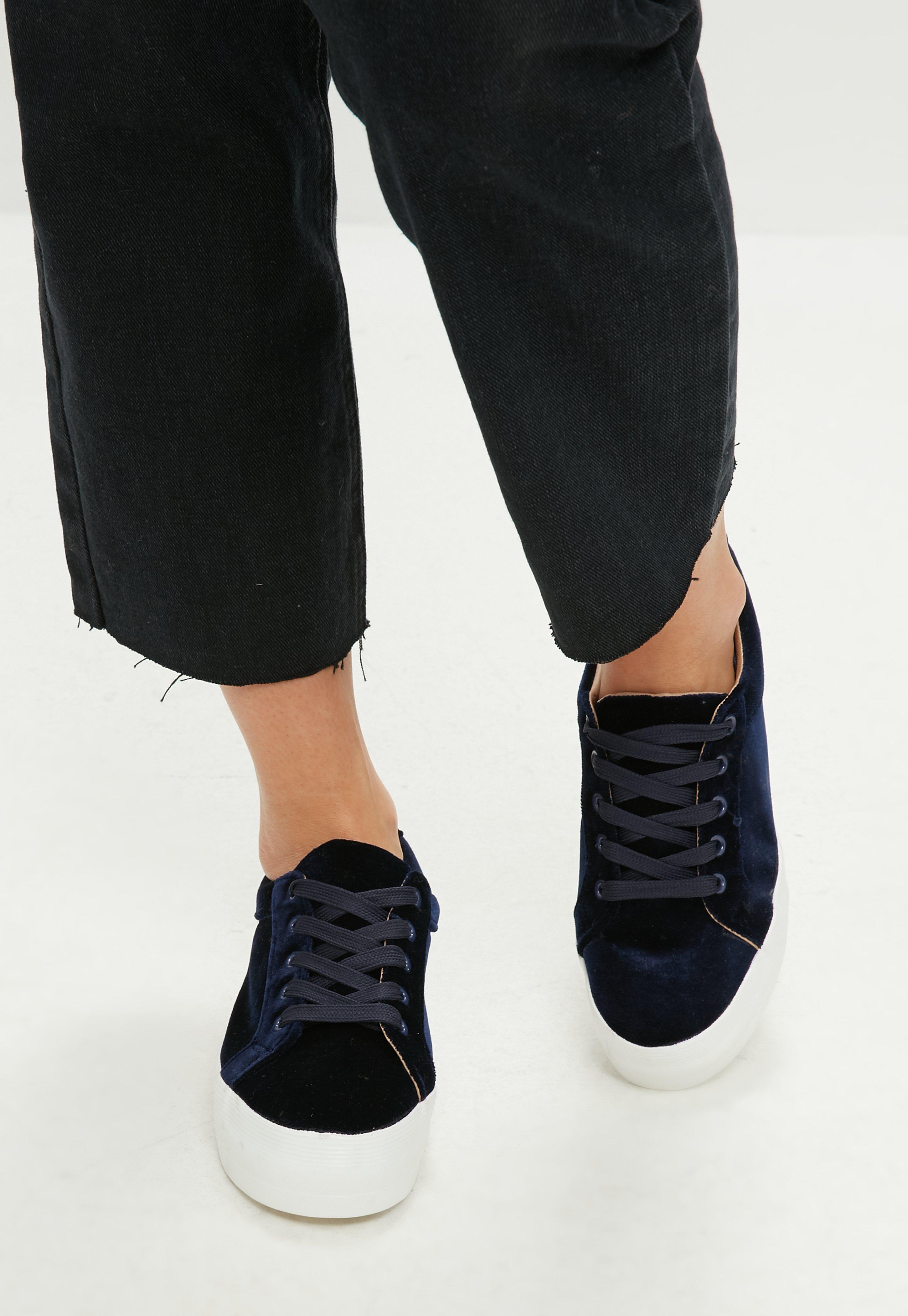 black velvet platform trainers