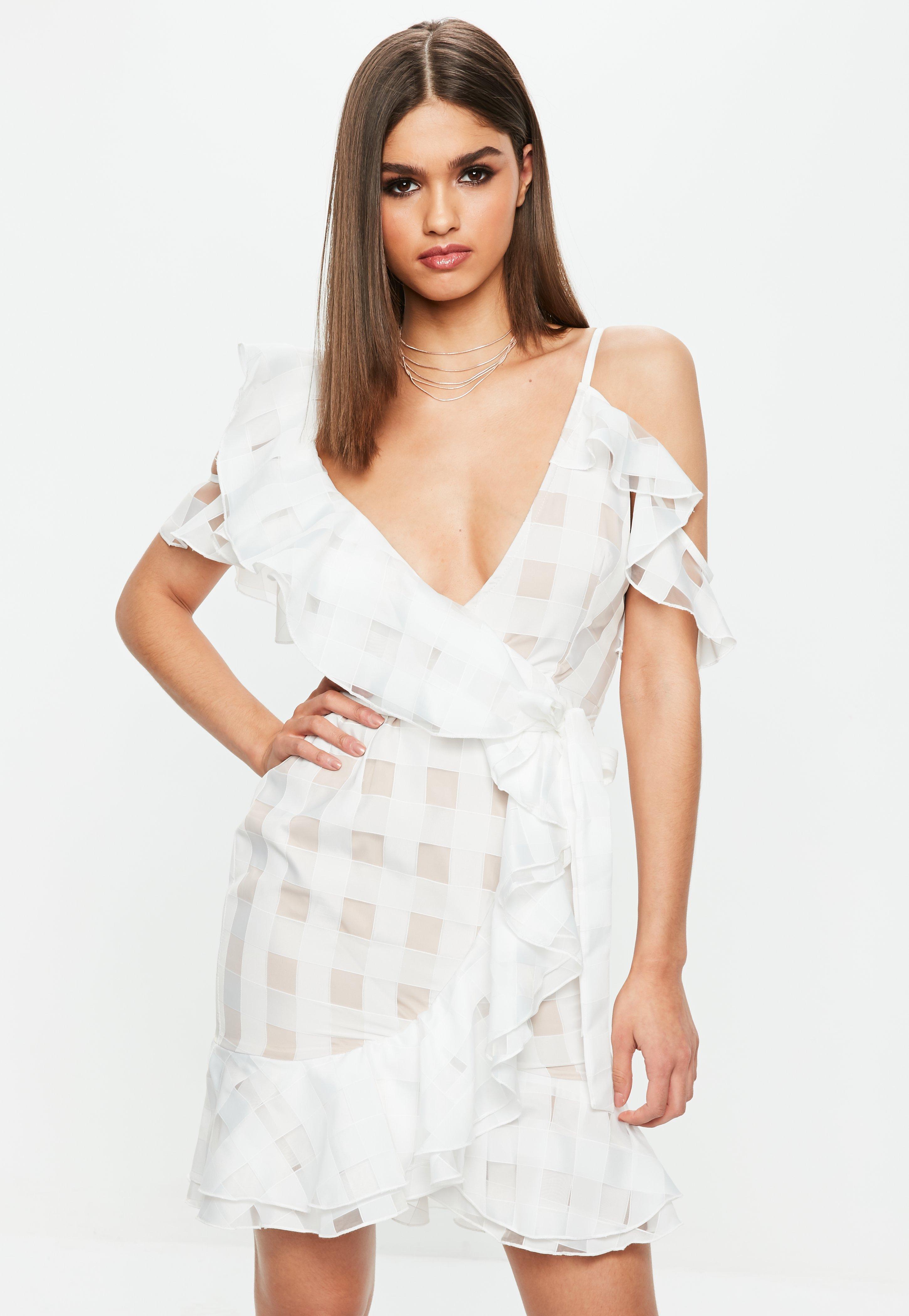 frill shift dress white