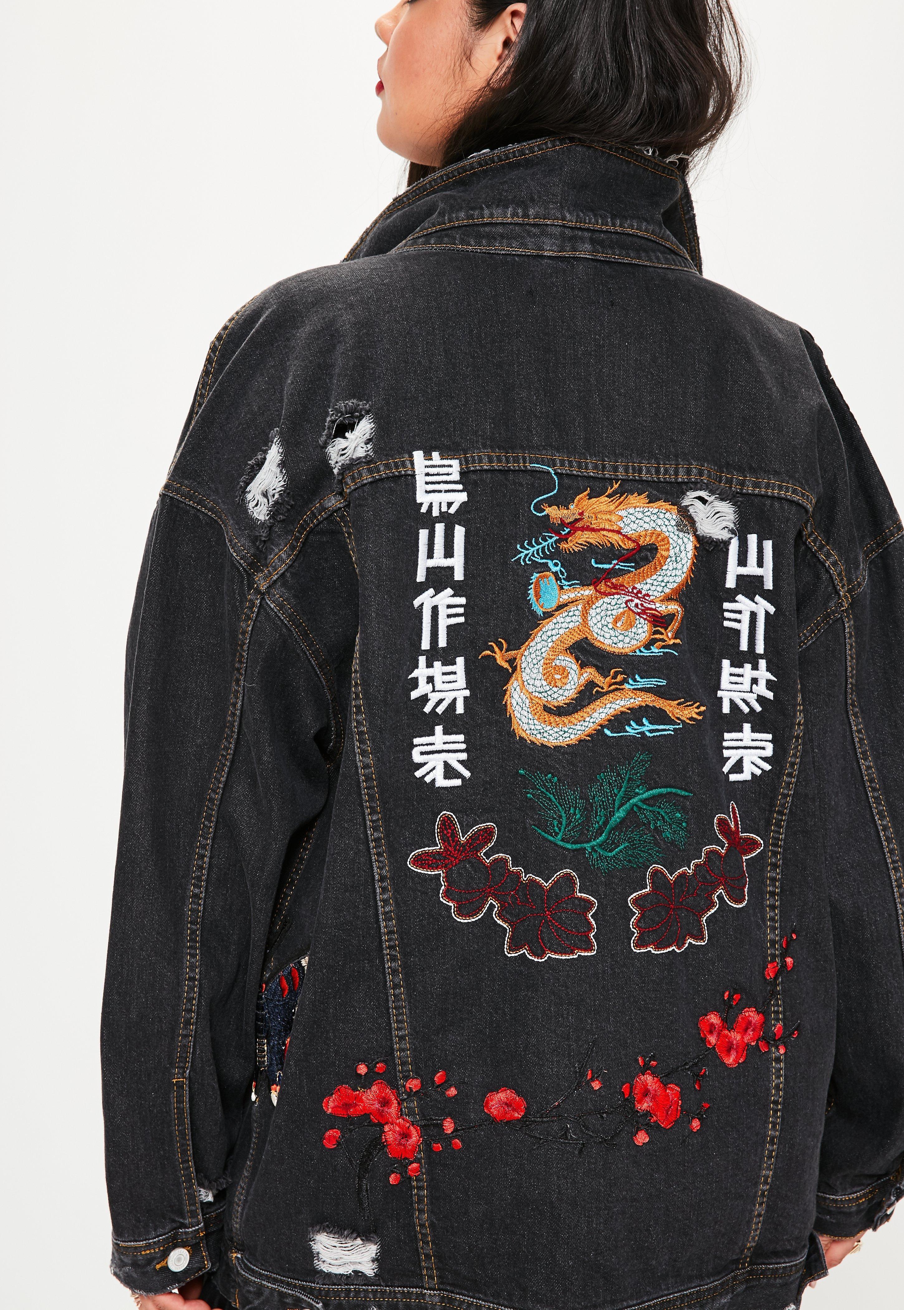 embroidered denim jacket plus size