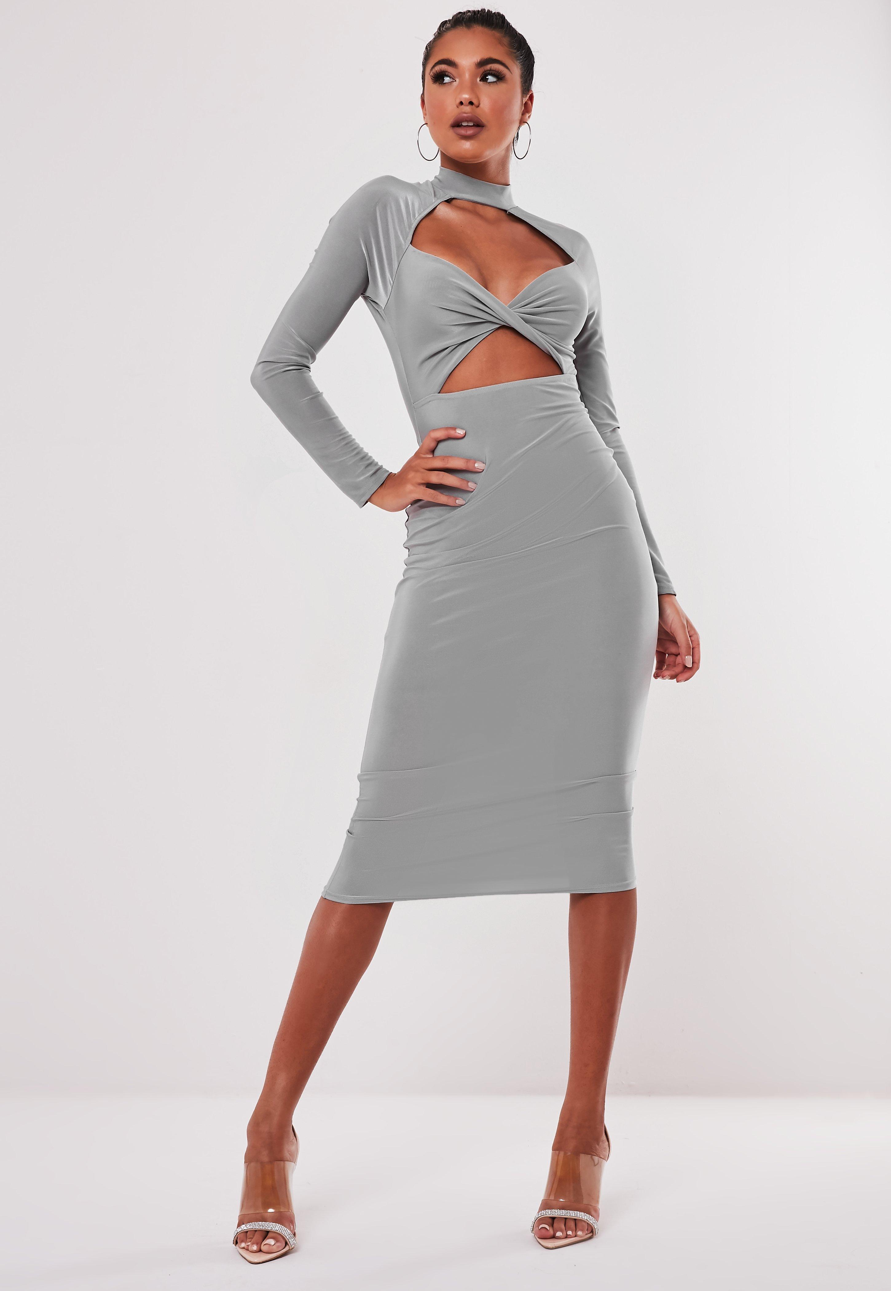 slinky silver dress