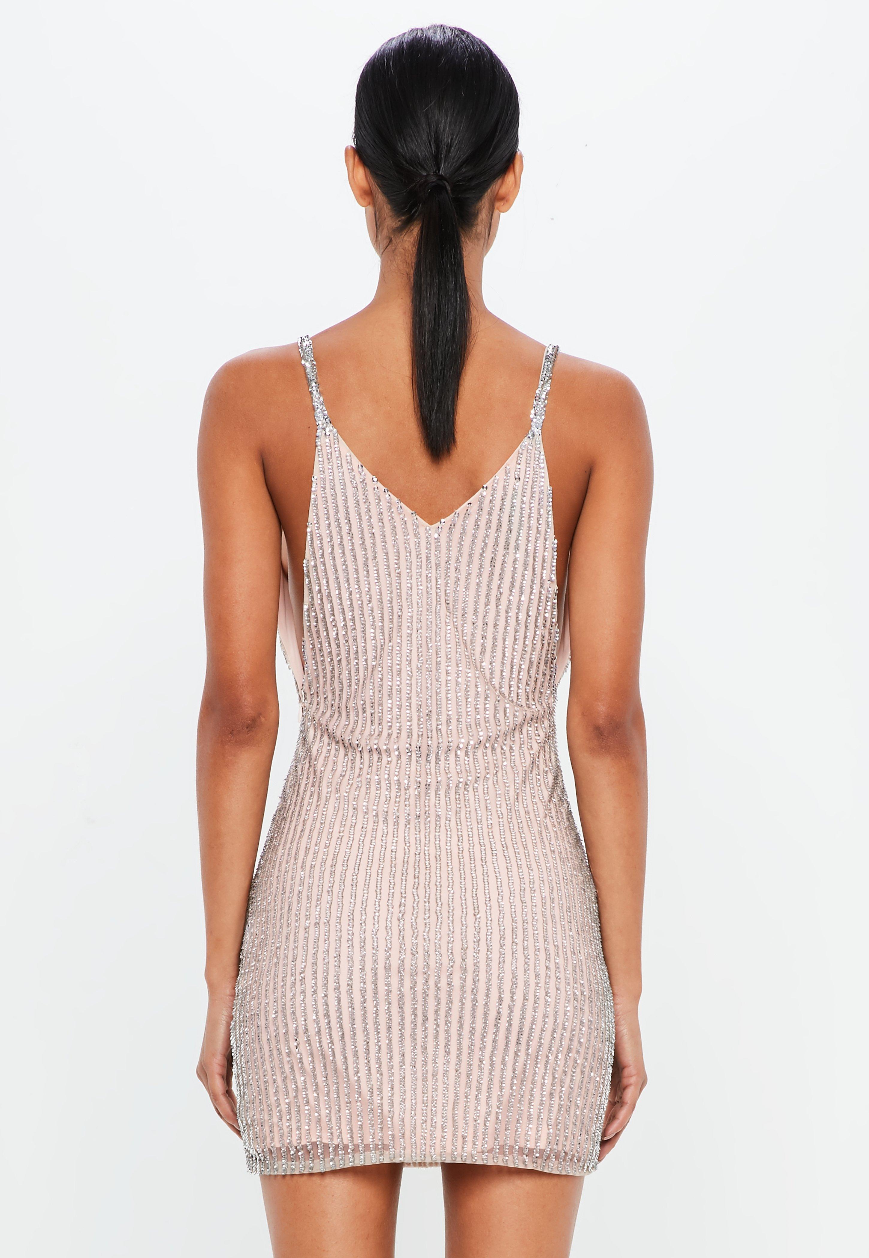 Missguided Synthetic Peace + Love Silver Embellished Bodycon Mini Dress in Metallic - Lyst