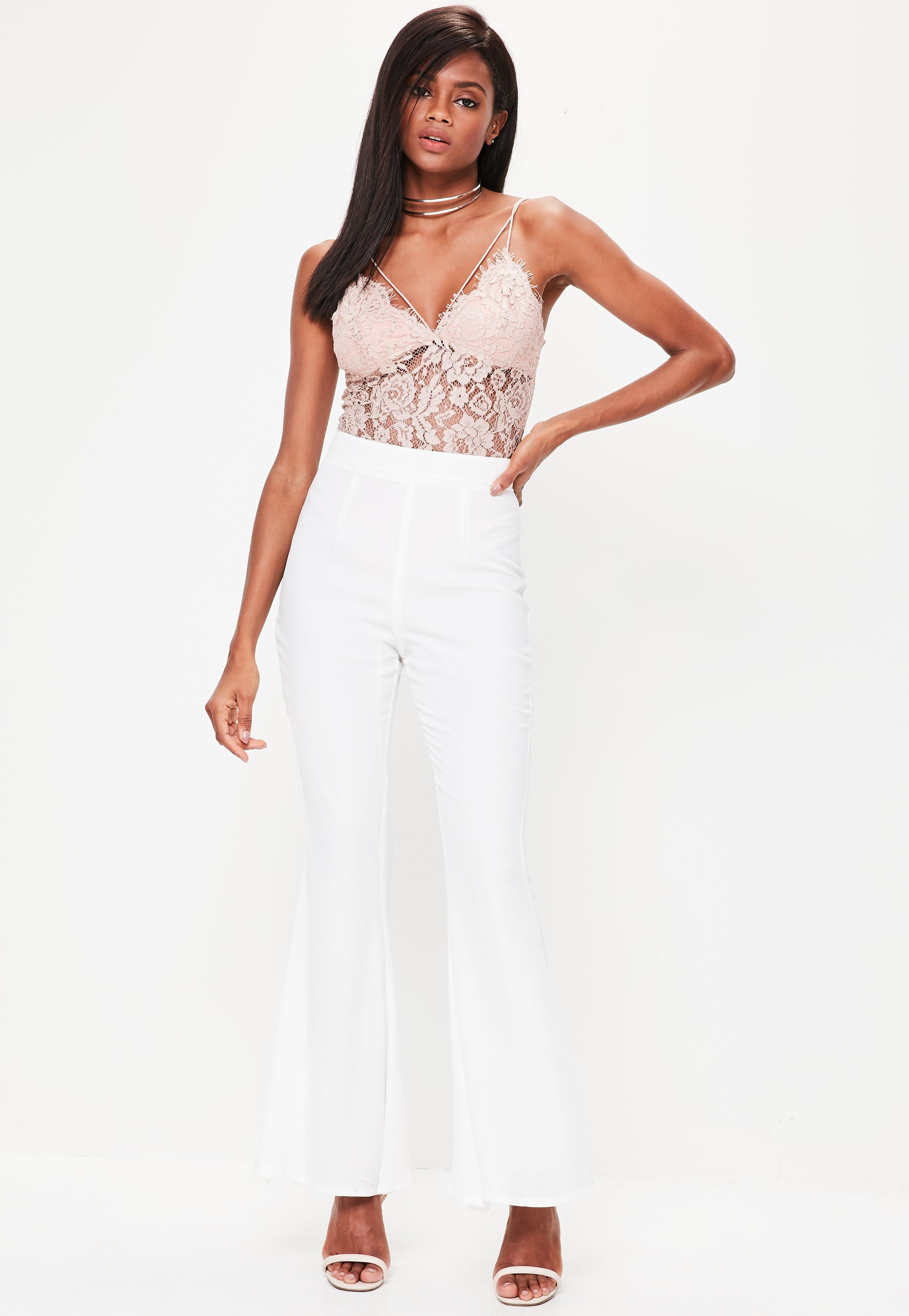 petite white flare pants