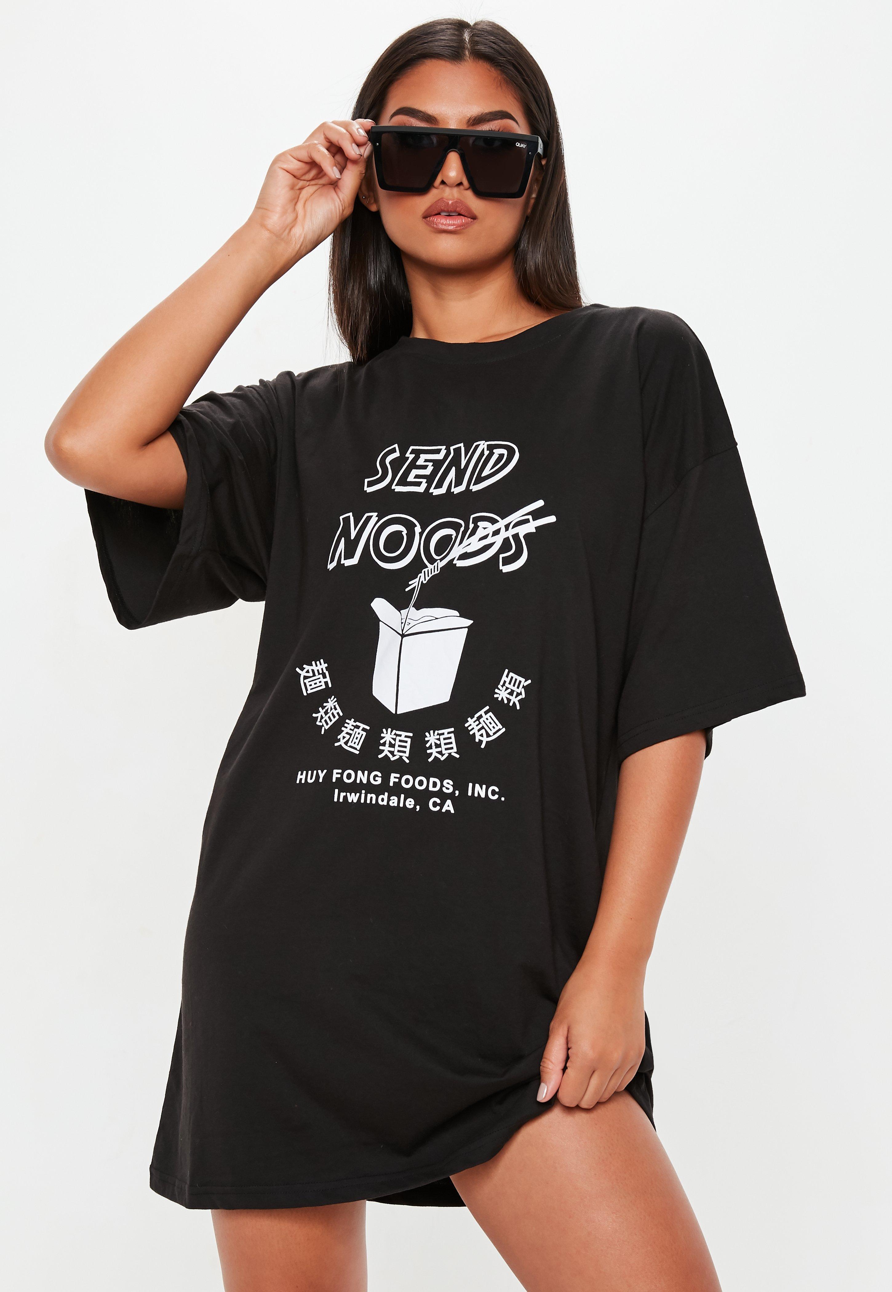 Missguided Synthetic Black Oversized Tshirt Dress Send Noods - Lyst