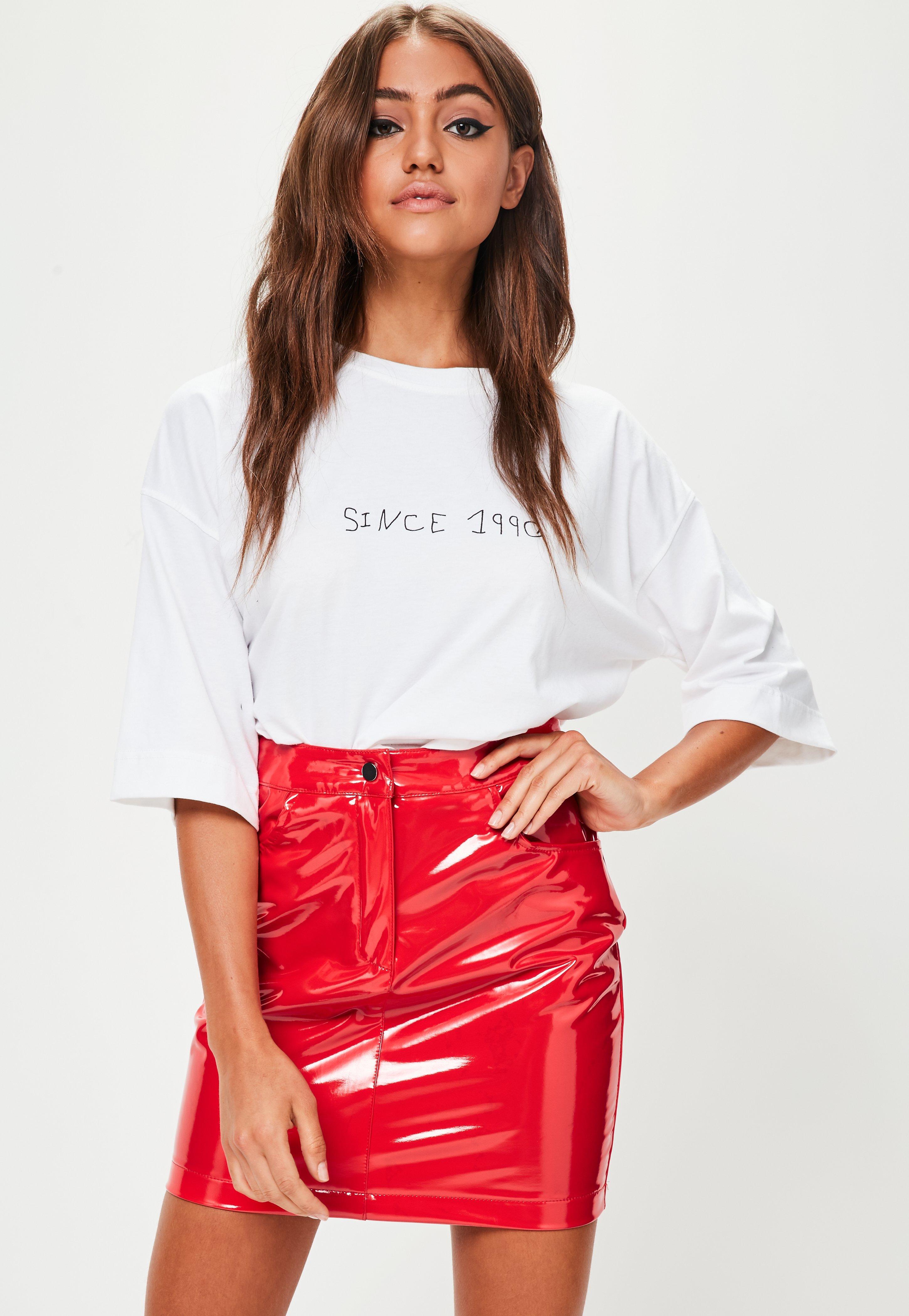 Missguided Red Vinyl Mini Skirt - Lyst