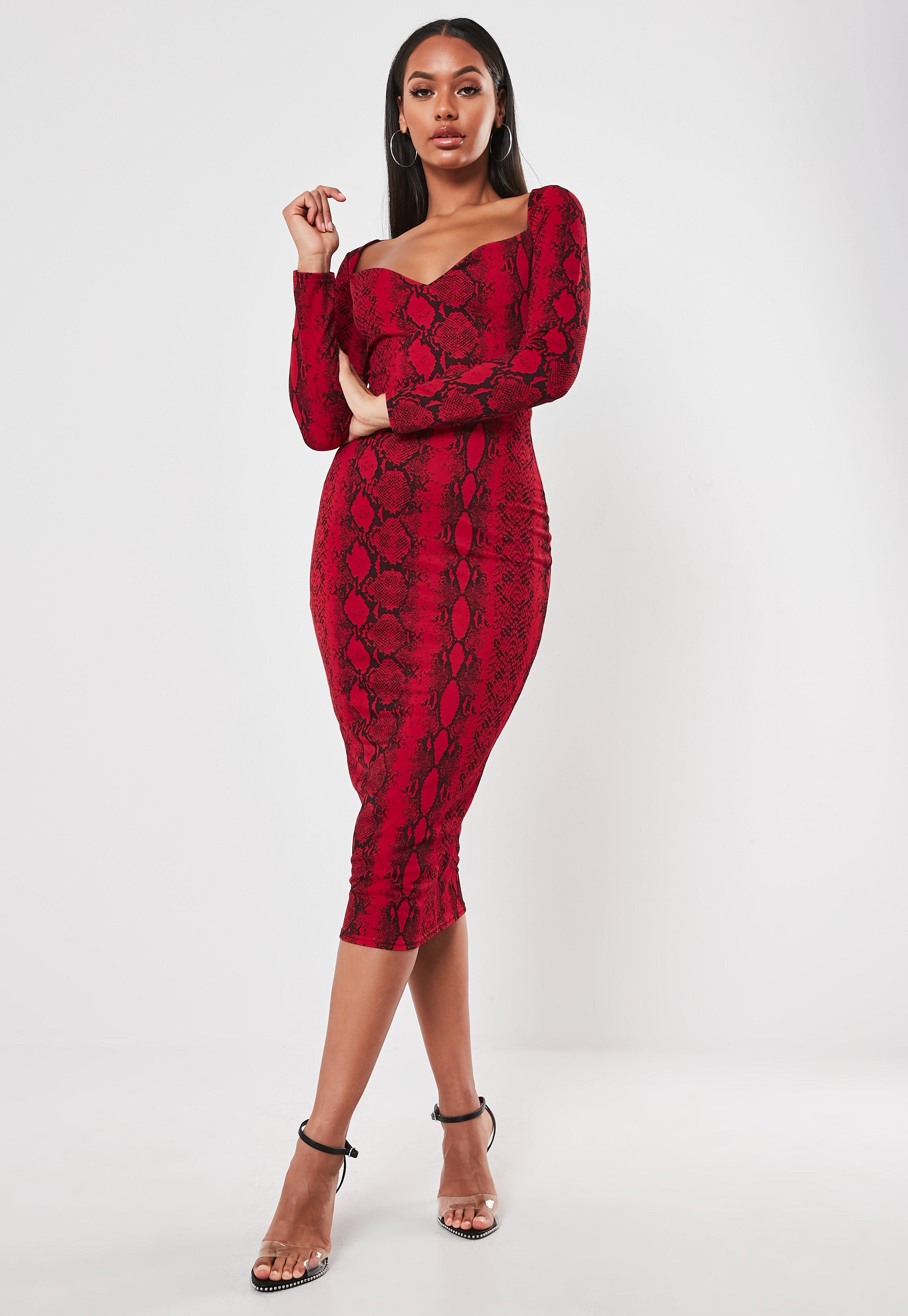 Missguided Synthetic Red Snake Print 